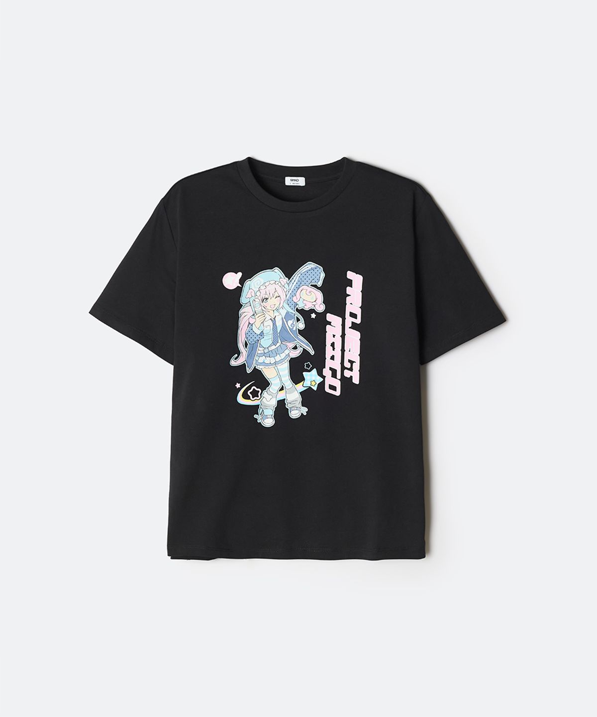 스파오(SPAO) [miigo] 세미 크롭 반팔 티셔츠(BLACK)_SPRLG25U21