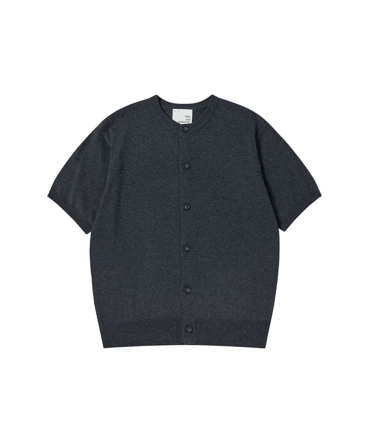 나우앤투모로우(NOWANDTOMORROW) ESSENTIAL HALF CARDIGAN [CHARCOAL]