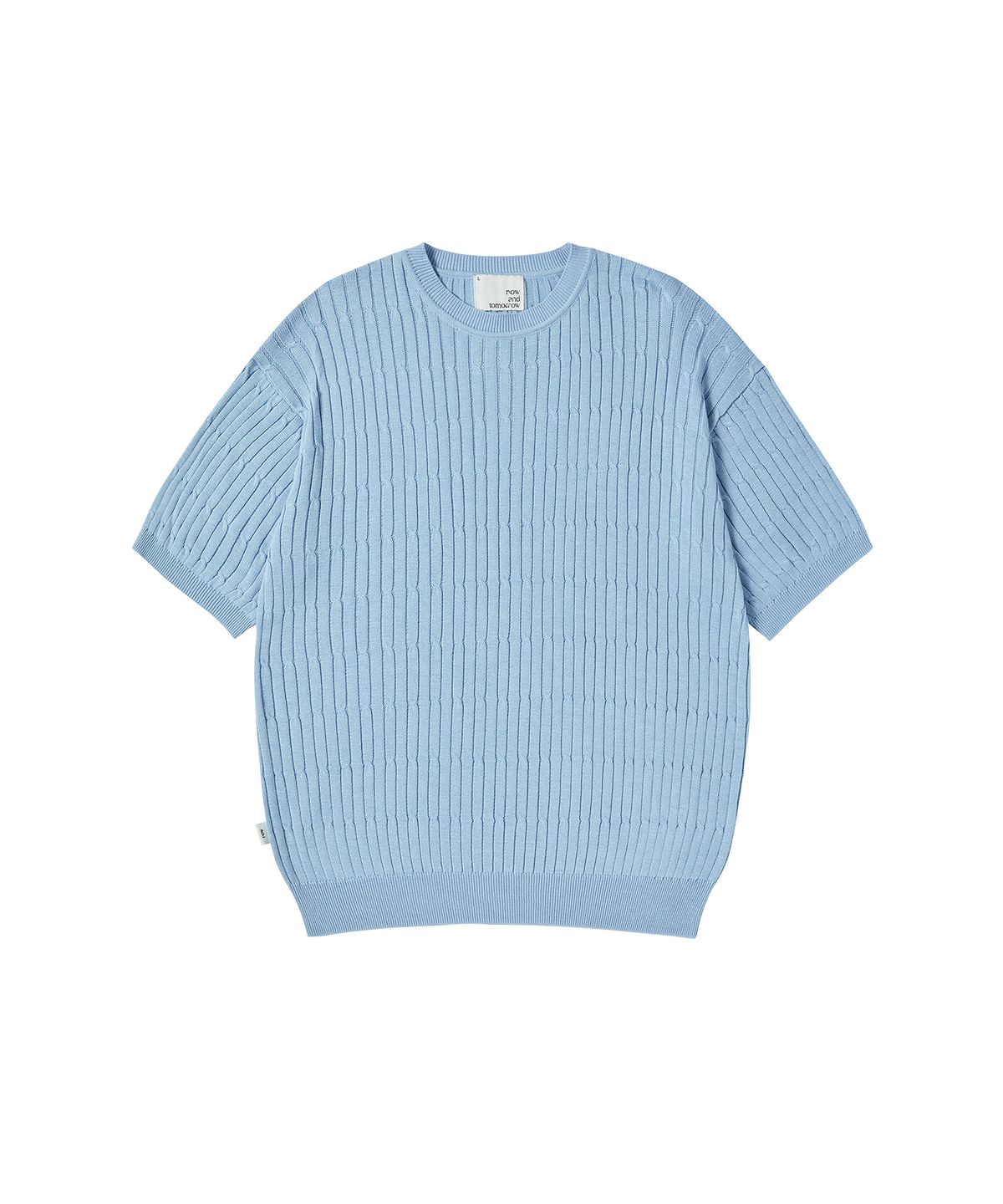 나우앤투모로우(NOWANDTOMORROW) CABLE HALF KNIT [SKY BLUE]