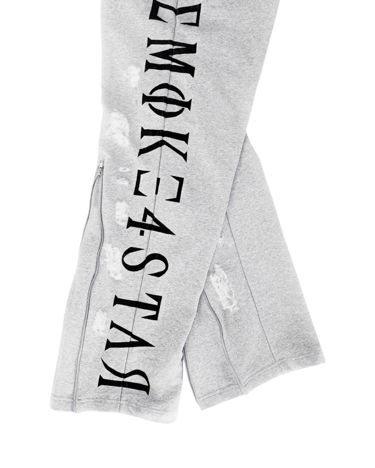 스모크어스타(SMOKEASTAR) Destroyed Vertical Logo Sweatpants (GREY)