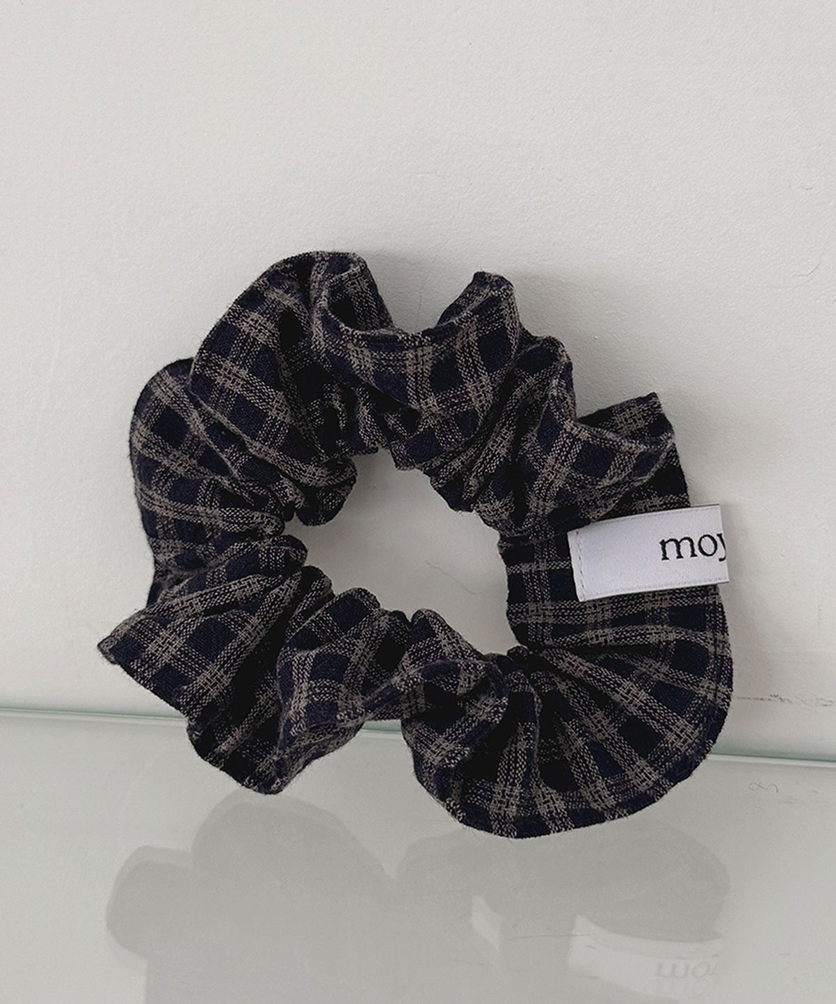 모요라(MOYORA) 미니 체크 헤어 스크런치 [네이비]