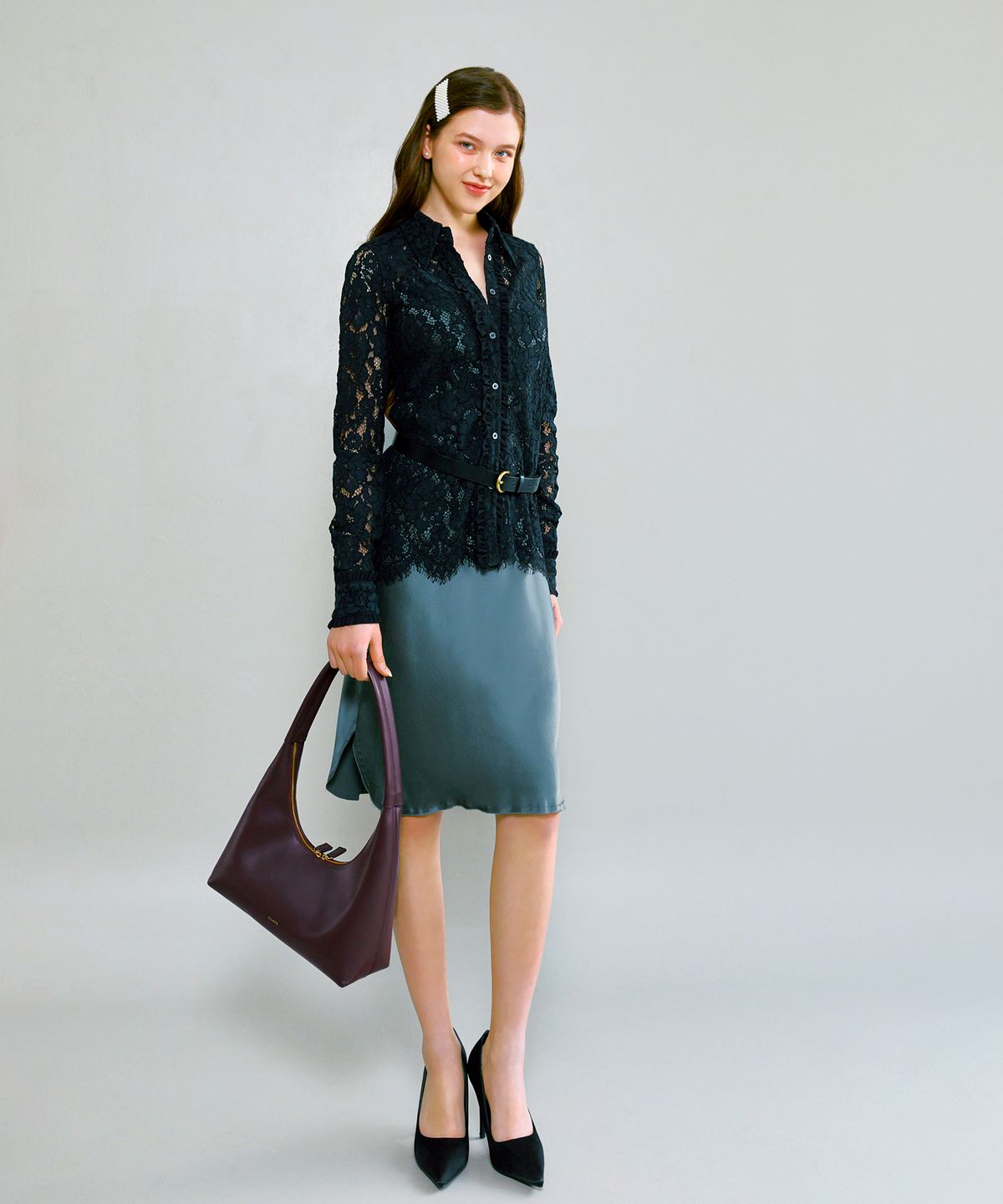 끌라베(CLAVE) 제이미 버건디 숄더백 (JAMIE Burgundy Shoulder Bag)