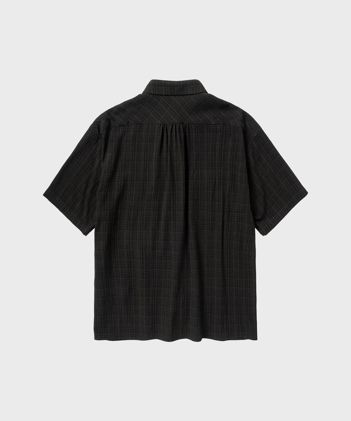 넌블랭크(NONBLANK) 일레귤러 윈도우 체크 크롭 HS 셔츠_BLACK