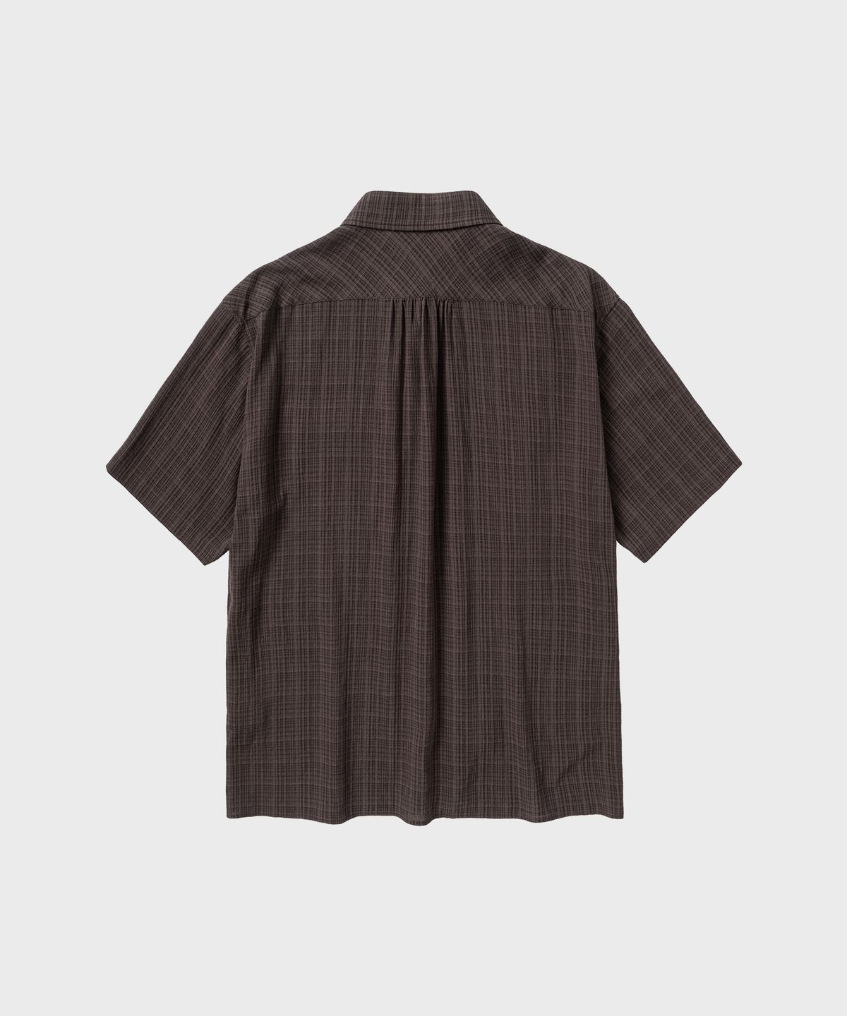 넌블랭크(NONBLANK) 일레귤러 윈도우 체크 크롭 HS 셔츠_DARK BROWN