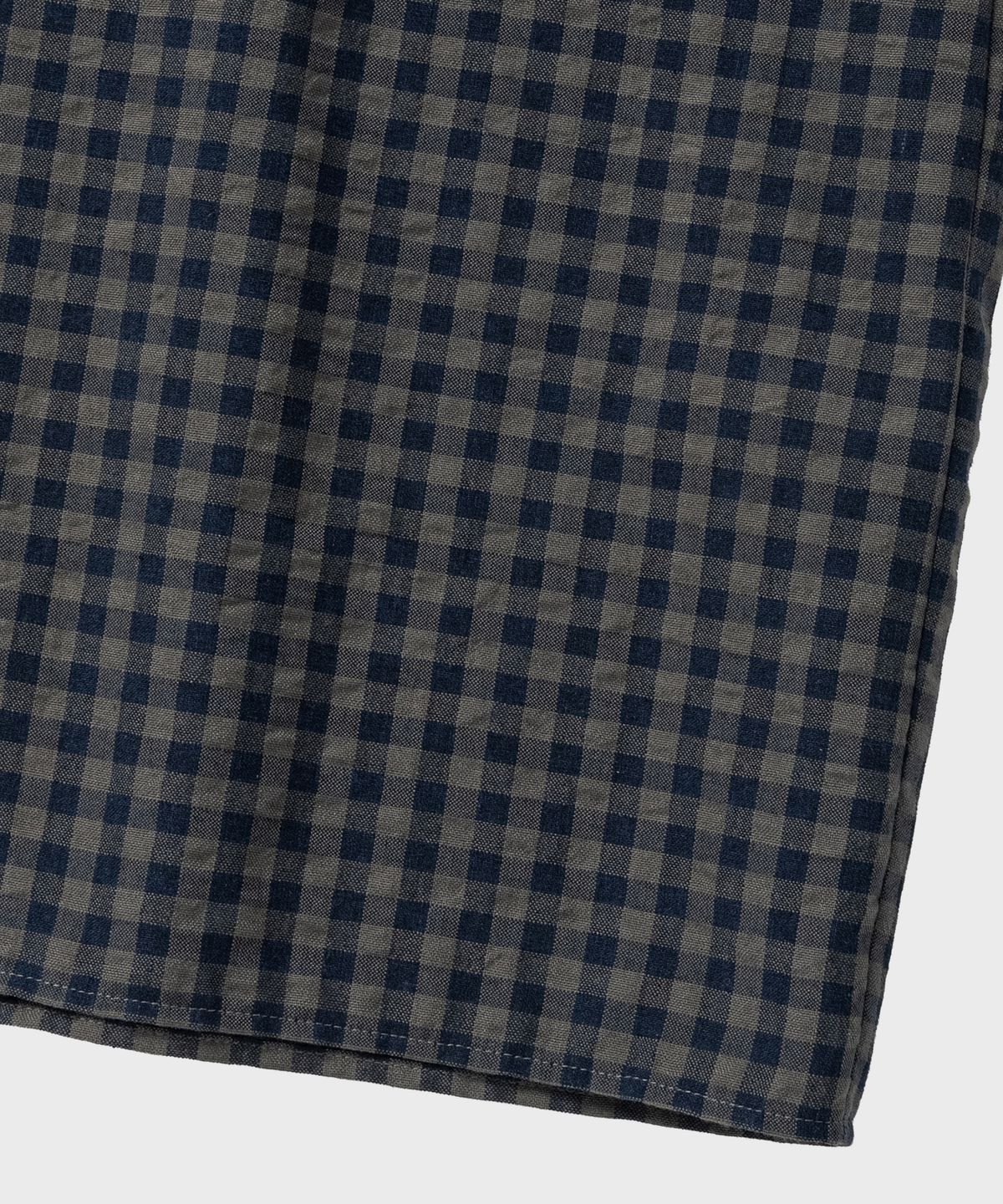 넌블랭크(NONBLANK) 깅엄 체크 크롭 HS 셔츠_KHAKI BLUE