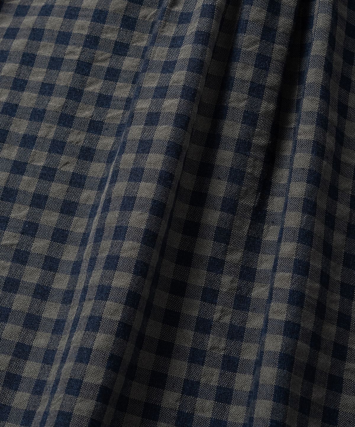 넌블랭크(NONBLANK) 깅엄 체크 크롭 HS 셔츠_KHAKI BLUE