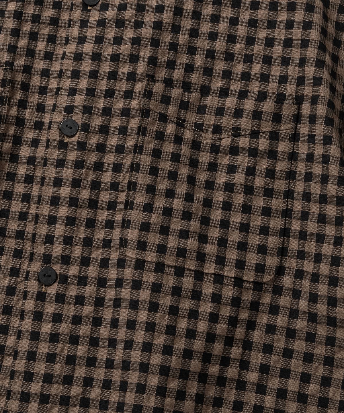 넌블랭크(NONBLANK) 깅엄 체크 크롭 HS 셔츠_DARK BEIGE