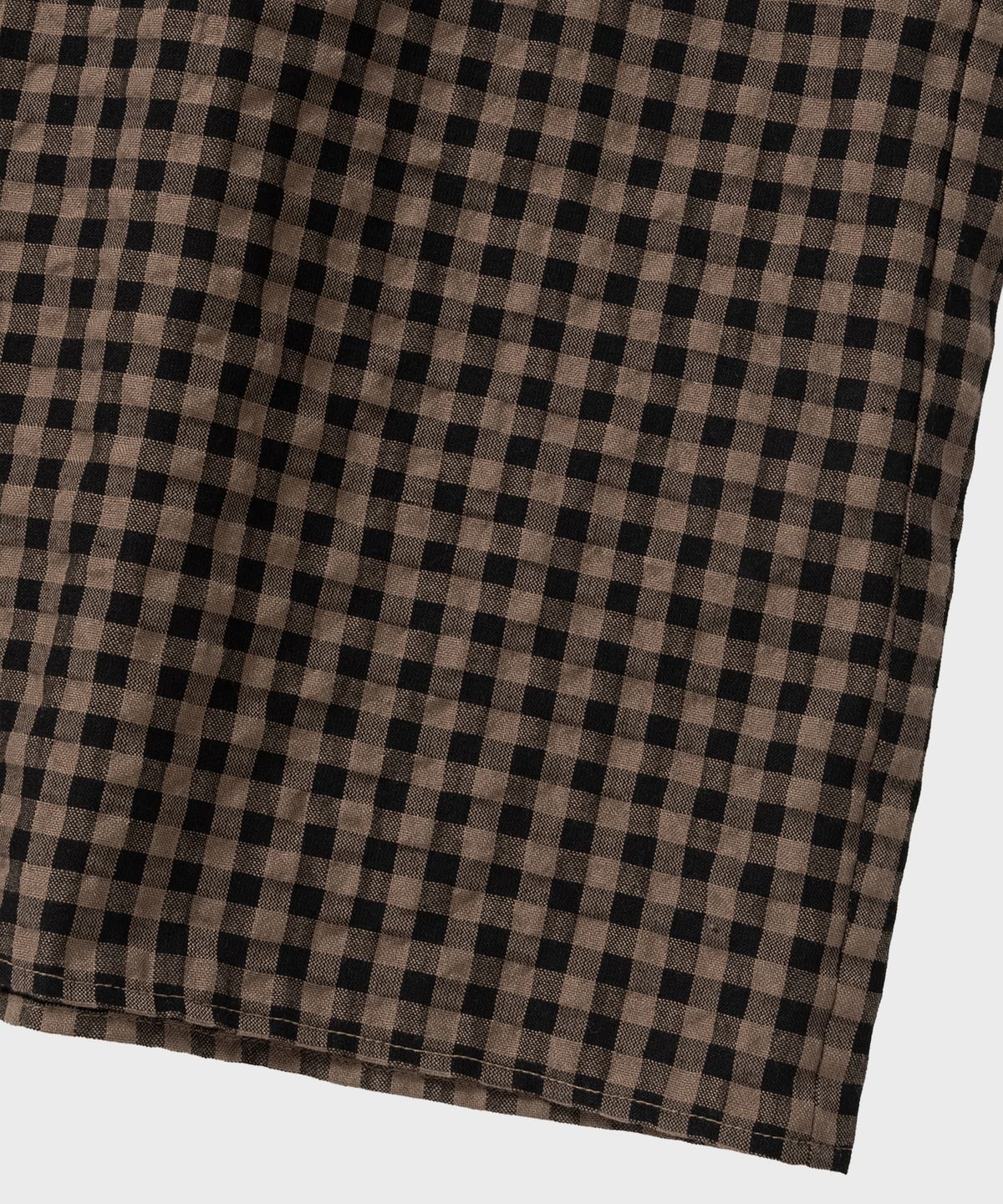 넌블랭크(NONBLANK) 깅엄 체크 크롭 HS 셔츠_DARK BEIGE