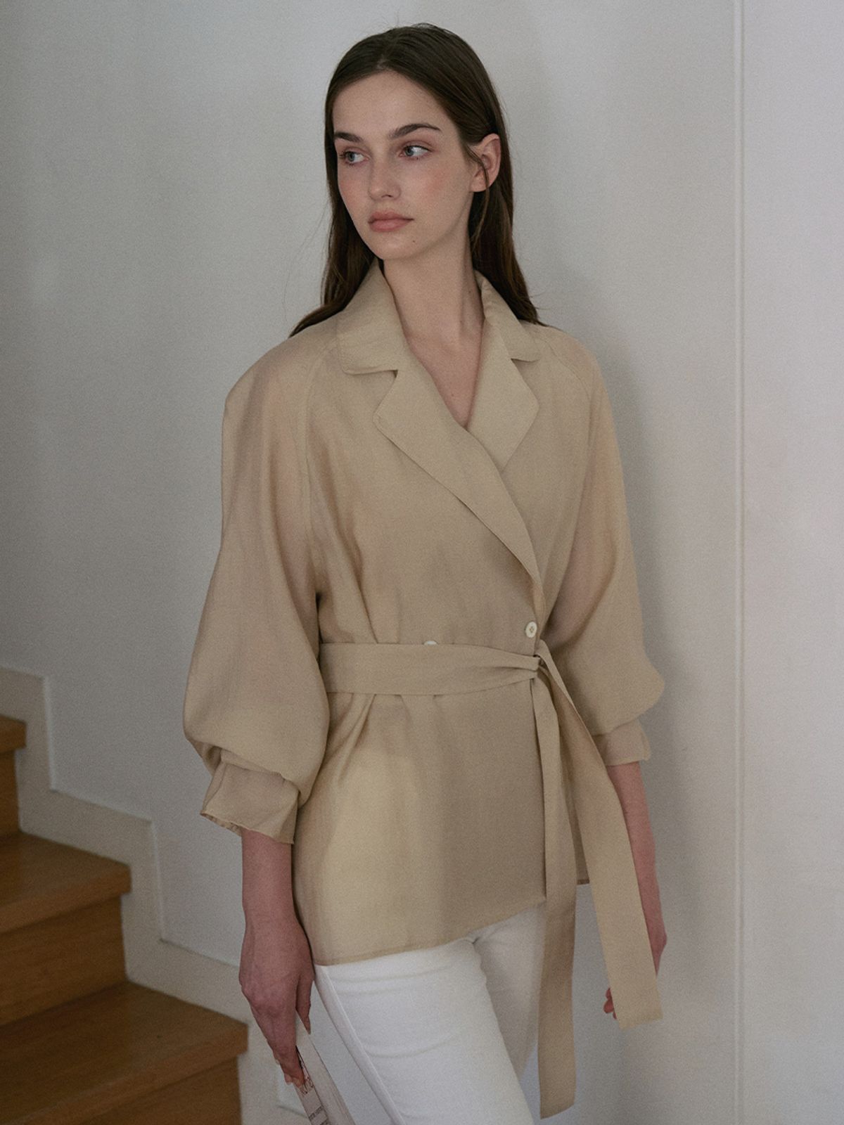 안젤로비안코(ANGELO BIANCO) Erine Double Robe Jacket BEIGE