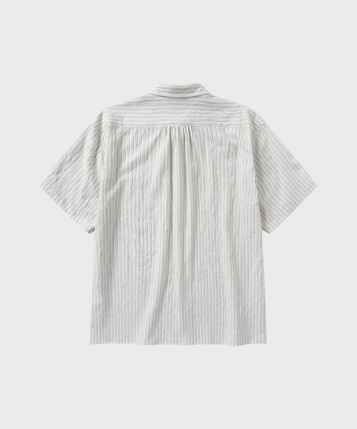 넌블랭크(NONBLANK) 크리즈 스트라이프 크롭 HS 셔츠_BLACK STRIPE
