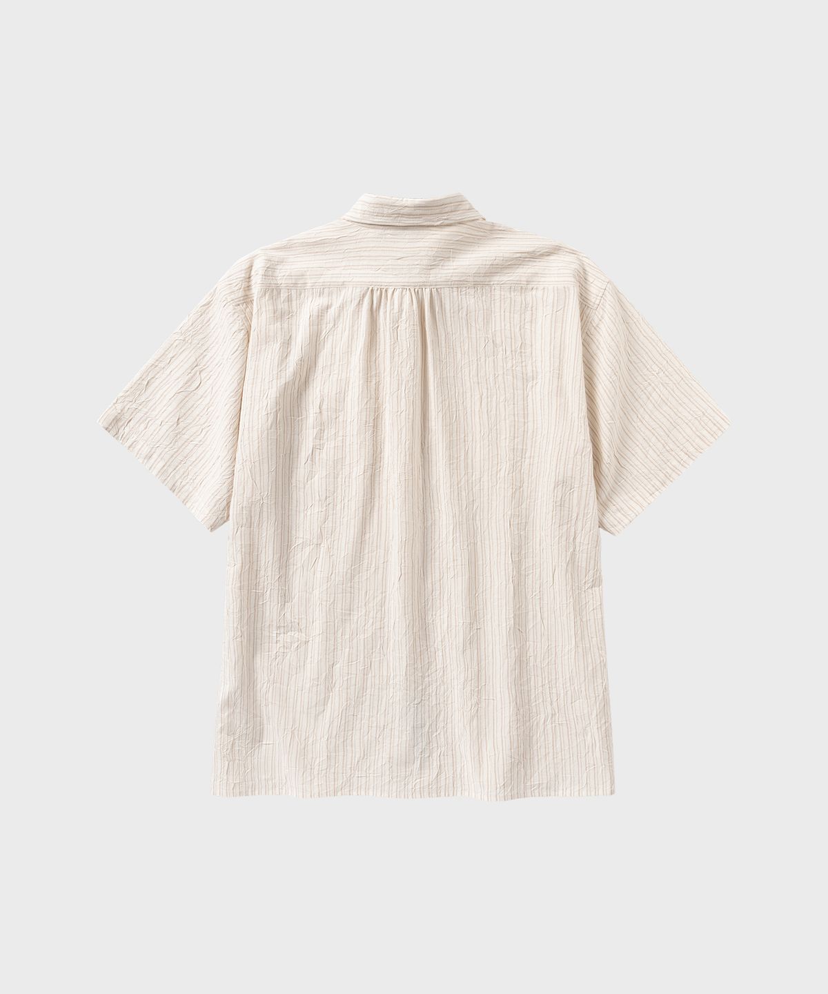 넌블랭크(NONBLANK) 크리즈 스트라이프 크롭 HS 셔츠_BEIGE STRIPE