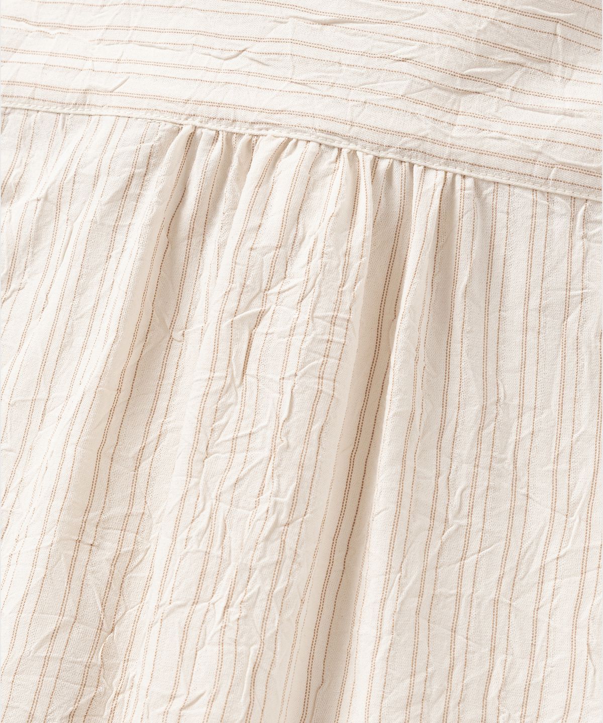 넌블랭크(NONBLANK) 크리즈 스트라이프 크롭 HS 셔츠_BEIGE STRIPE