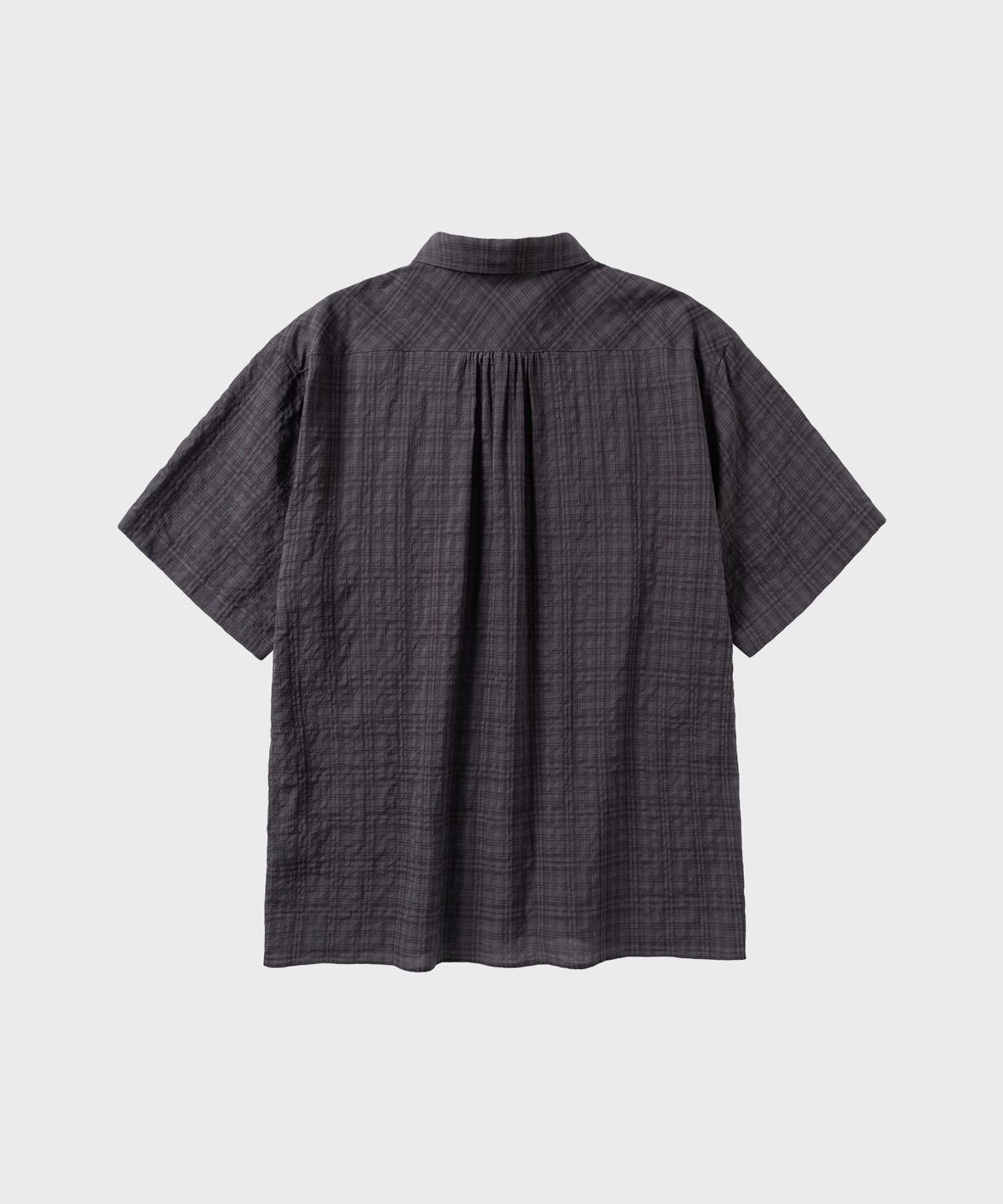 넌블랭크(NONBLANK) 시어 체크 크롭 HS 셔츠_WINE GREY