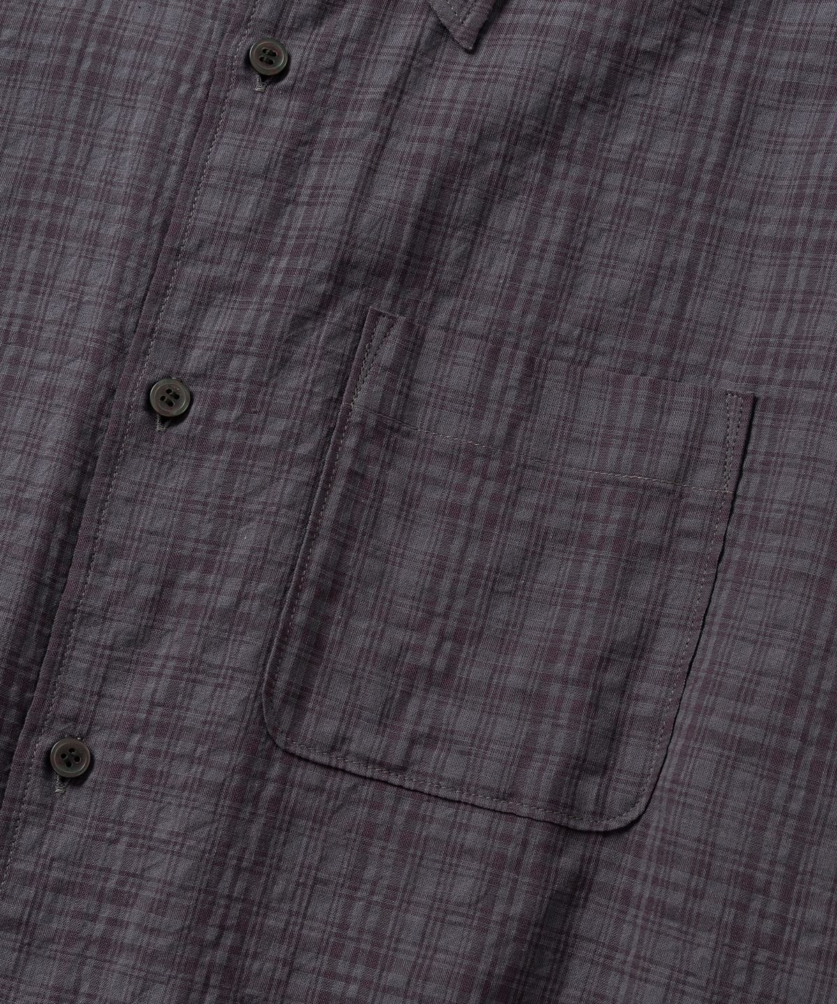 넌블랭크(NONBLANK) 시어 체크 크롭 HS 셔츠_WINE GREY