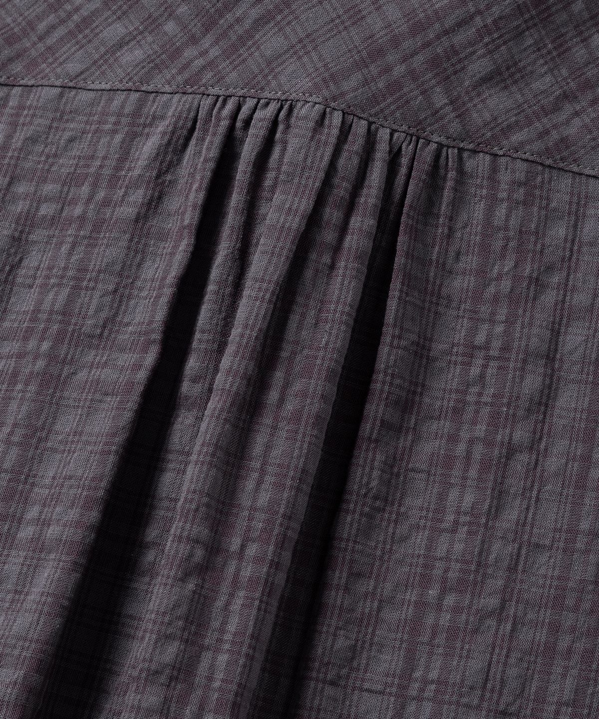 넌블랭크(NONBLANK) 시어 체크 크롭 HS 셔츠_WINE GREY