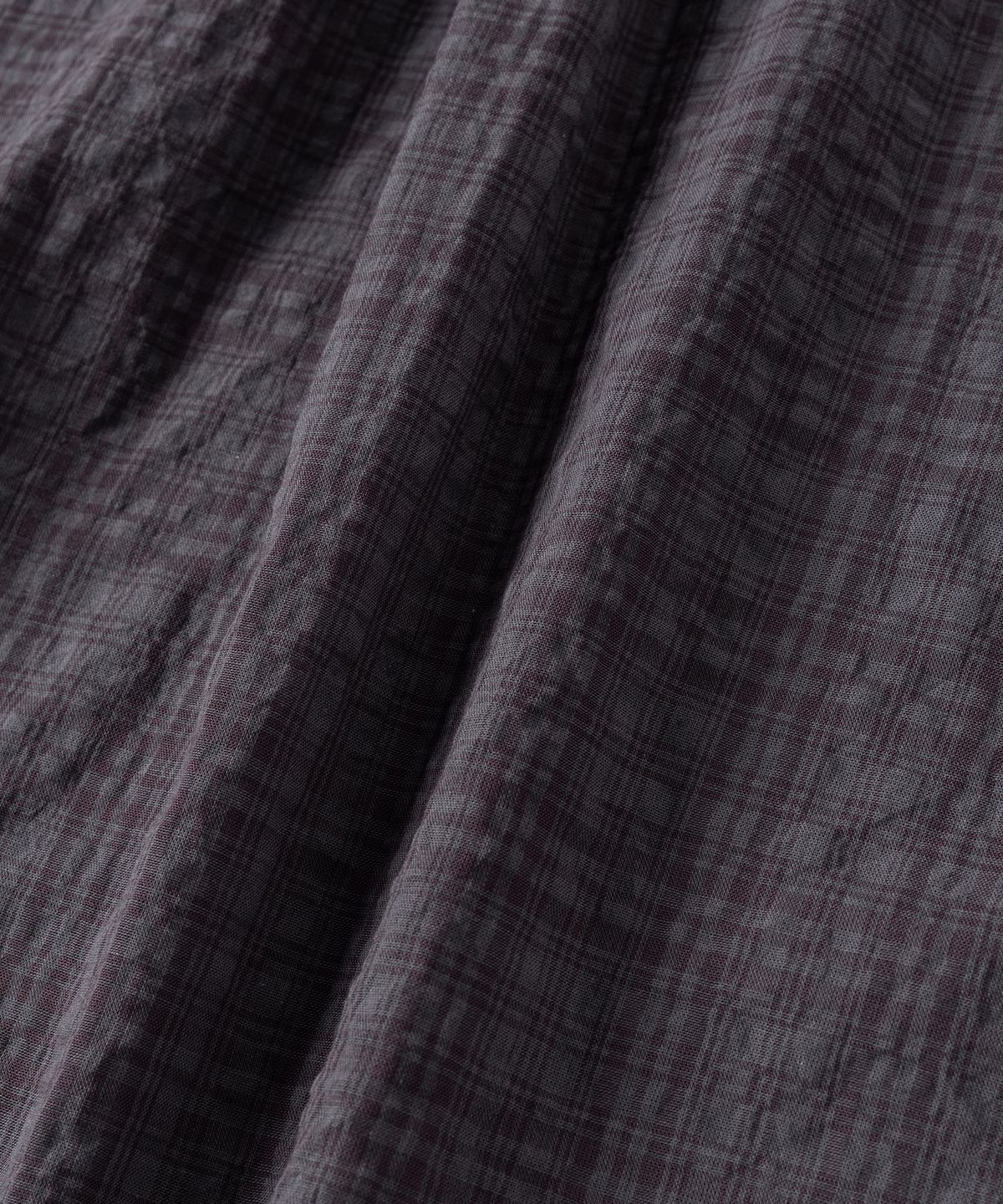 넌블랭크(NONBLANK) 시어 체크 크롭 HS 셔츠_WINE GREY