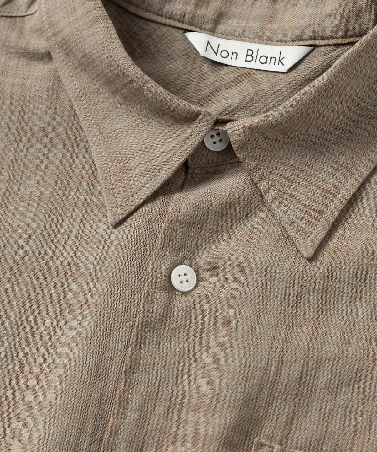 넌블랭크(NONBLANK) 시어 체크 크롭 HS 셔츠_ORNAGE BEIGE