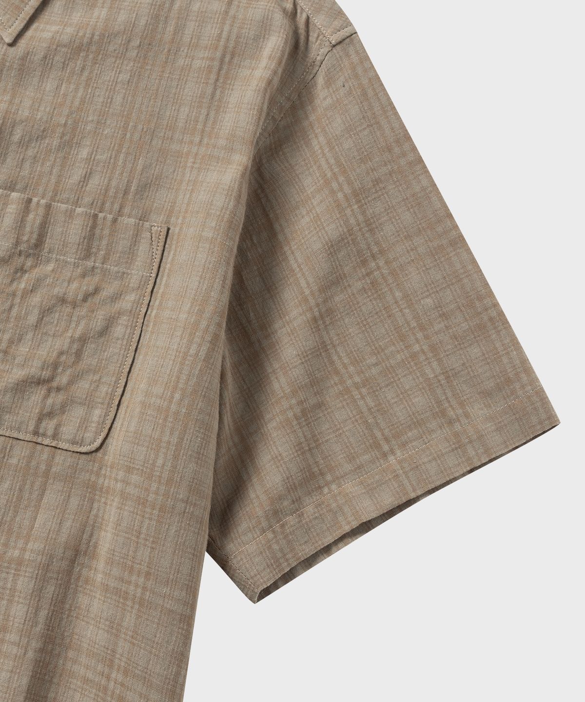 넌블랭크(NONBLANK) 시어 체크 크롭 HS 셔츠_ORNAGE BEIGE