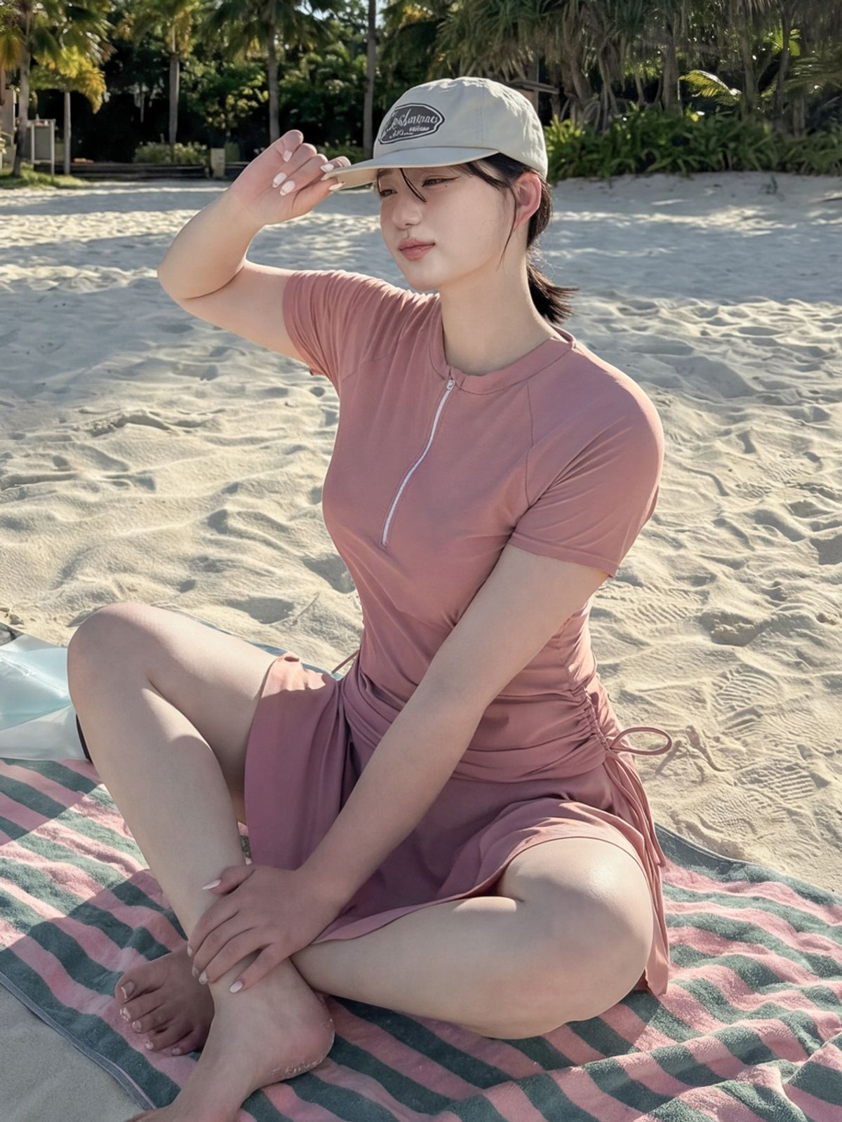 비키비키(BIKIBIKI) 블러쉬 반팔 래쉬+스커트 세트 빅사이즈
