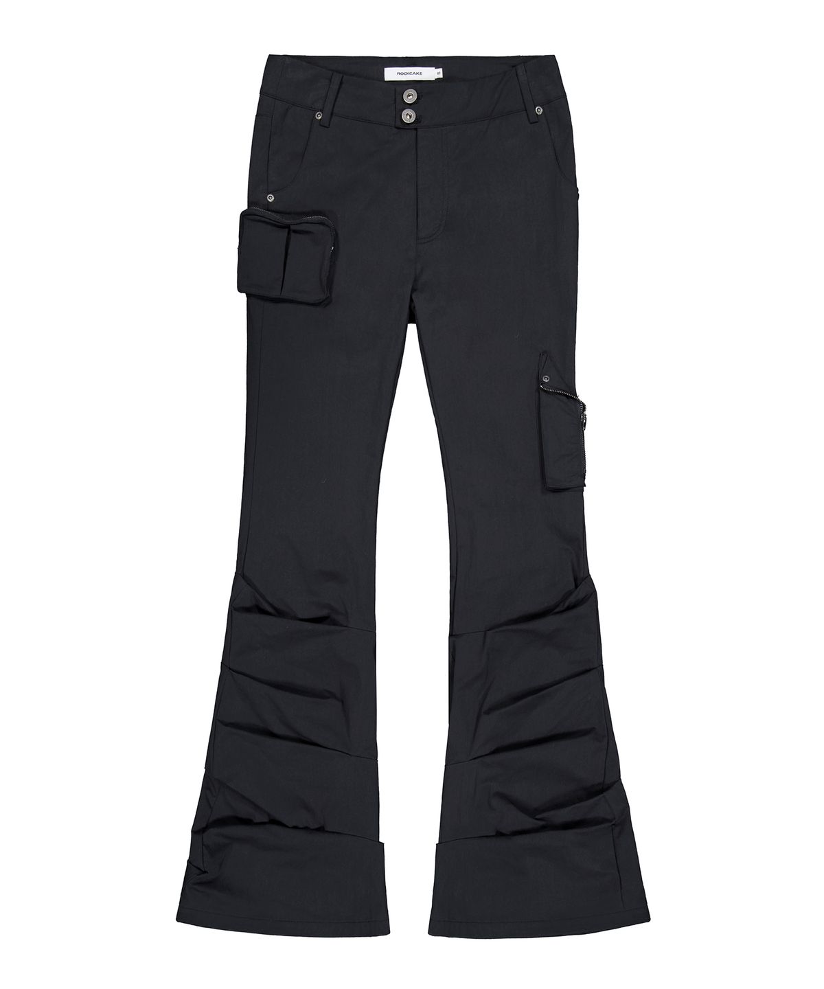 락케이크(ROCKCAKE) Shirring Pocket Flare Pants - Black