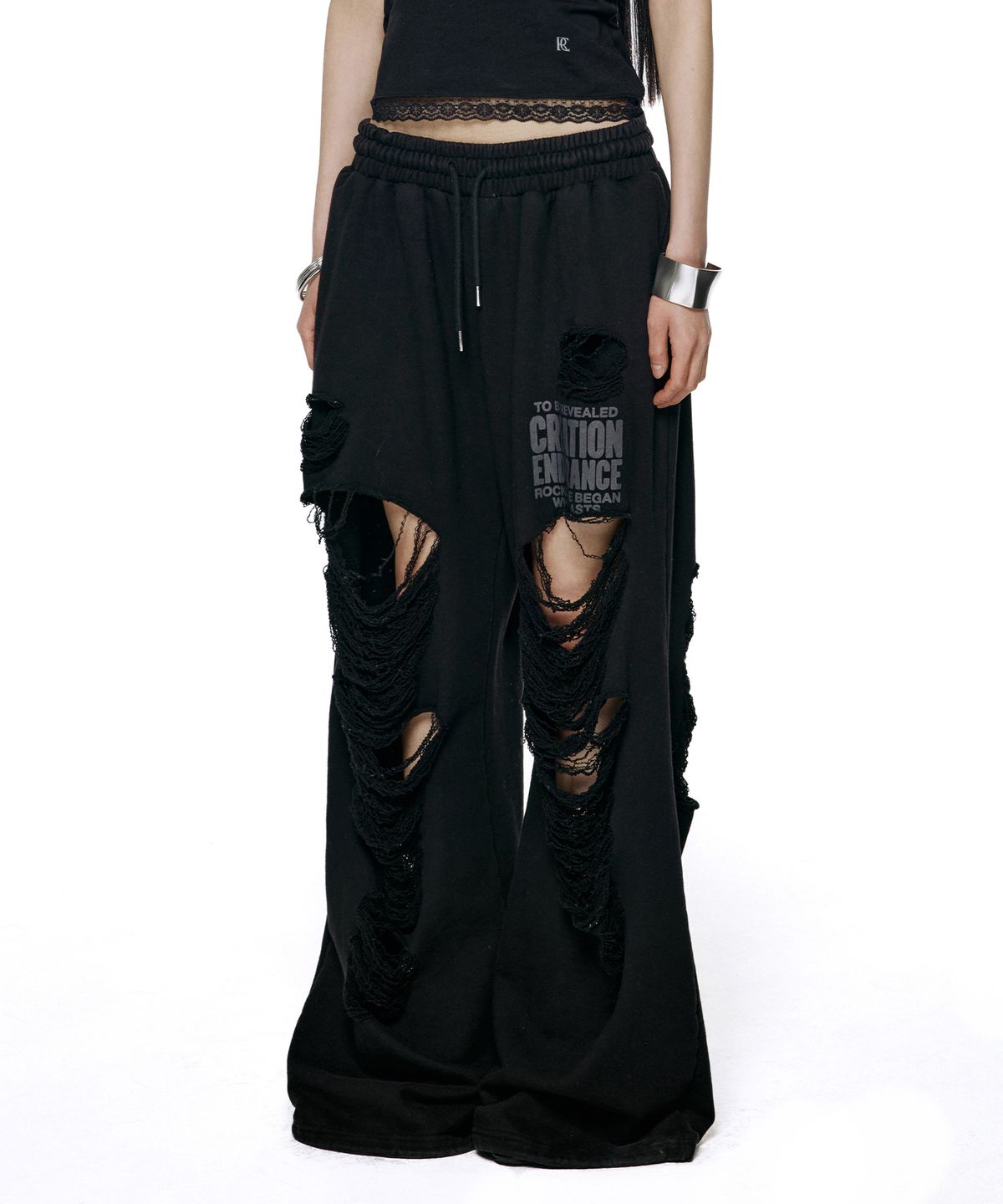 락케이크(ROCKCAKE) Creation Damage Jogger - Black