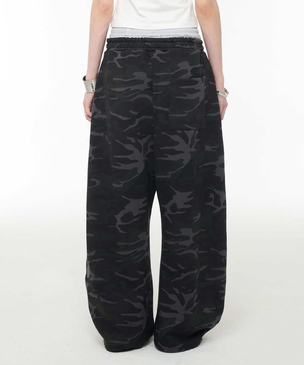 락케이크(ROCKCAKE) Camo Boxer Layered 2way Jogger - Black