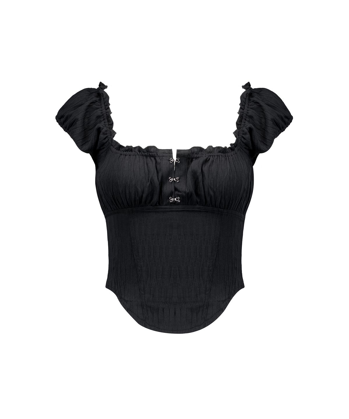 락케이크(ROCKCAKE) Curve Line Corset Blouse - Black