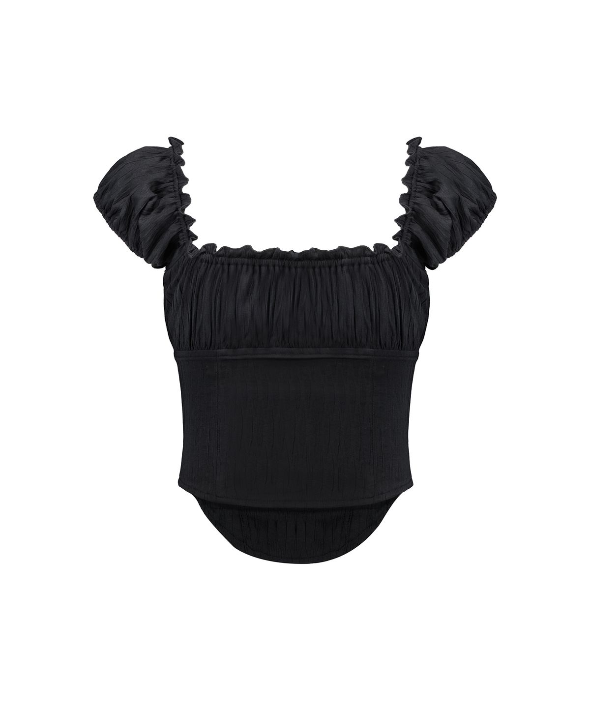 락케이크(ROCKCAKE) Curve Line Corset Blouse - Black