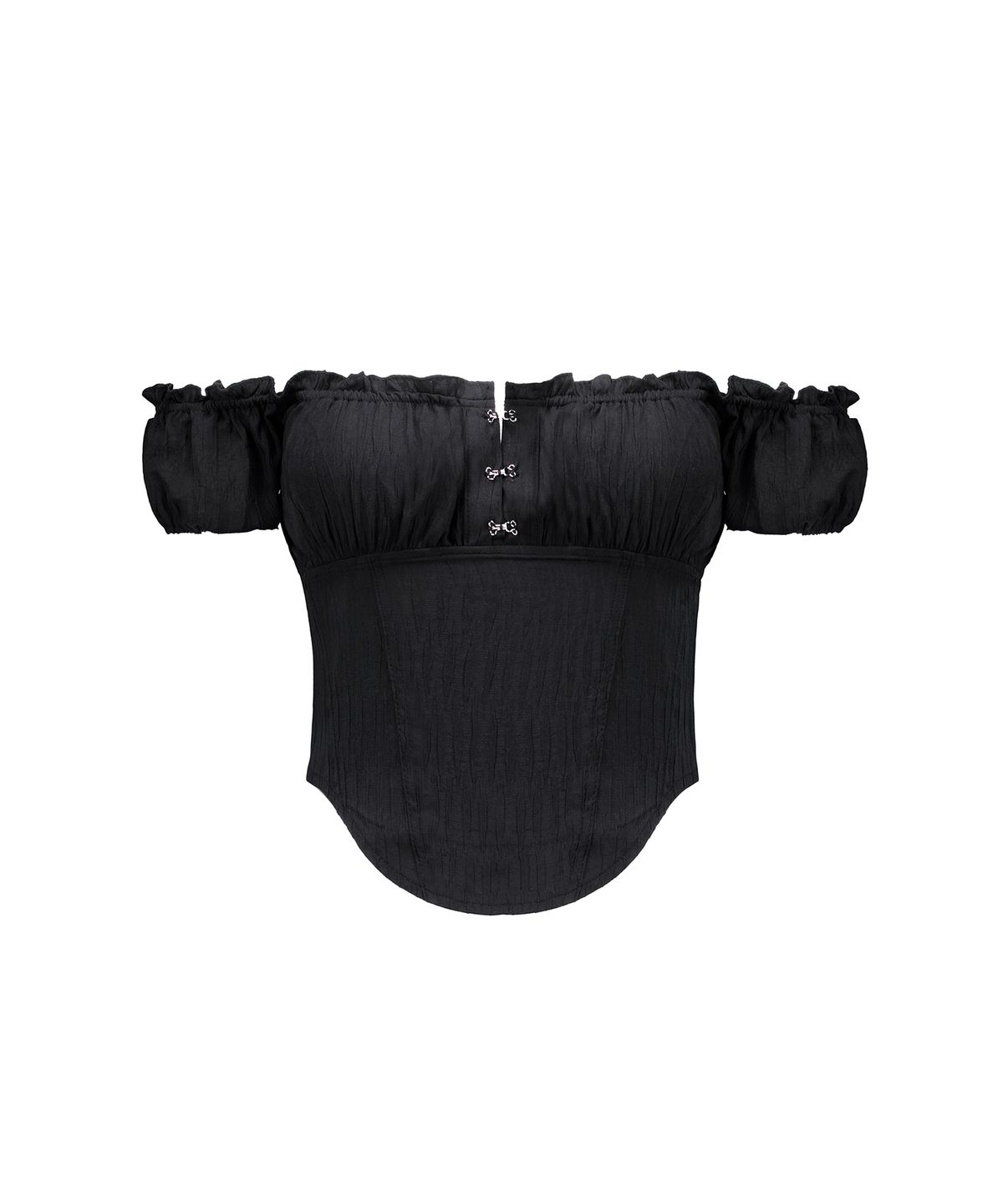 락케이크(ROCKCAKE) Curve Line Corset Blouse - Black