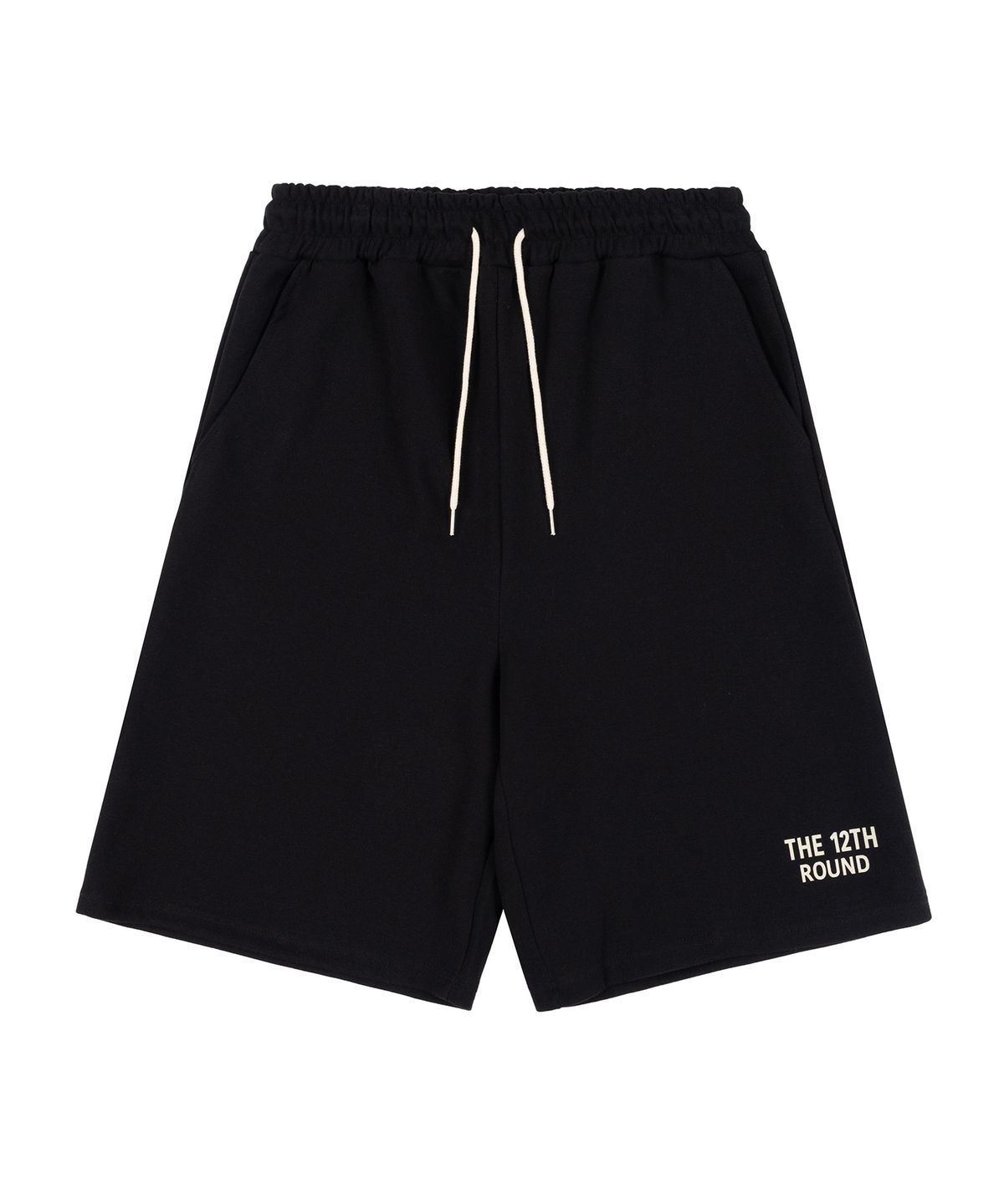 더트웰브라운드(THE 12TH ROUND) THE 12TH ROUND LOGO BERMUDA SWEAT SHORTS BLACK