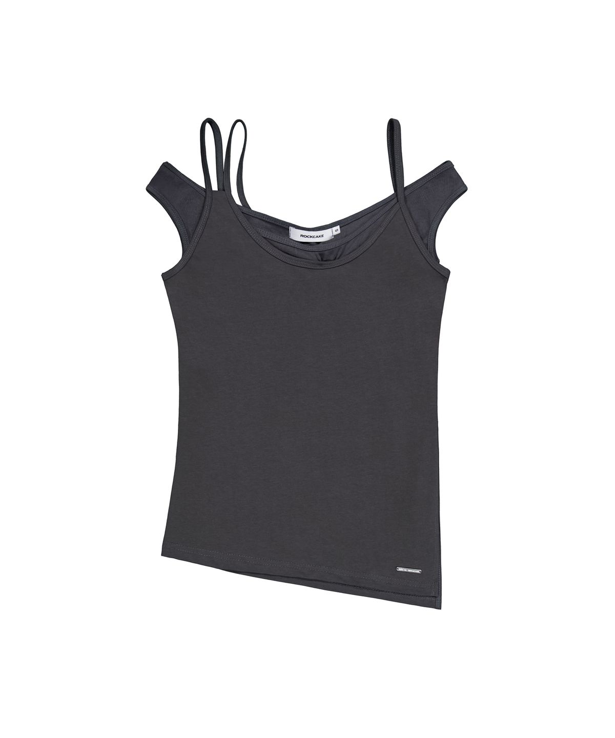 락케이크(ROCKCAKE) Off Shoulder Strap Top - Charcoal