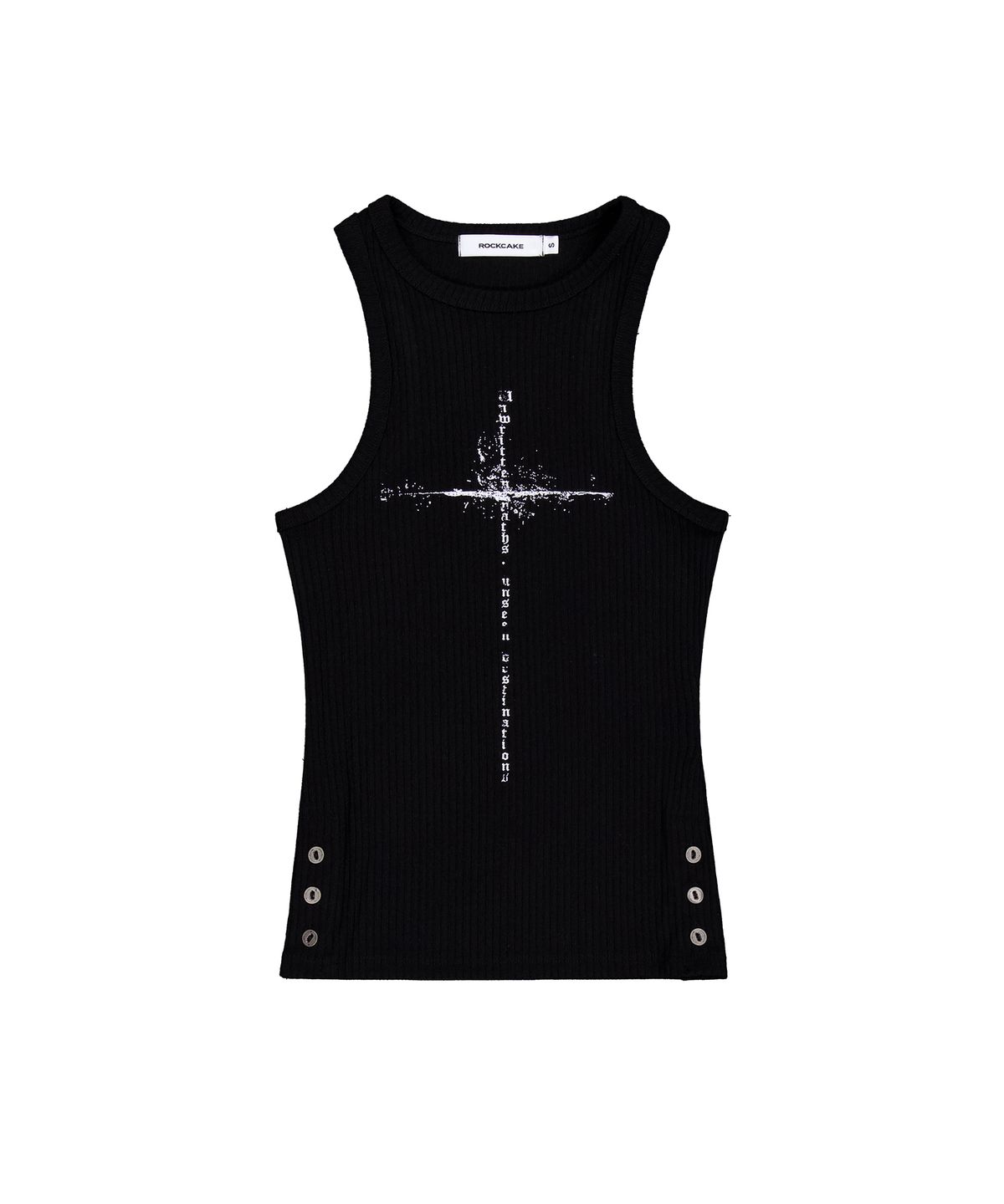 락케이크(ROCKCAKE) Side Button Sleeveless - Black