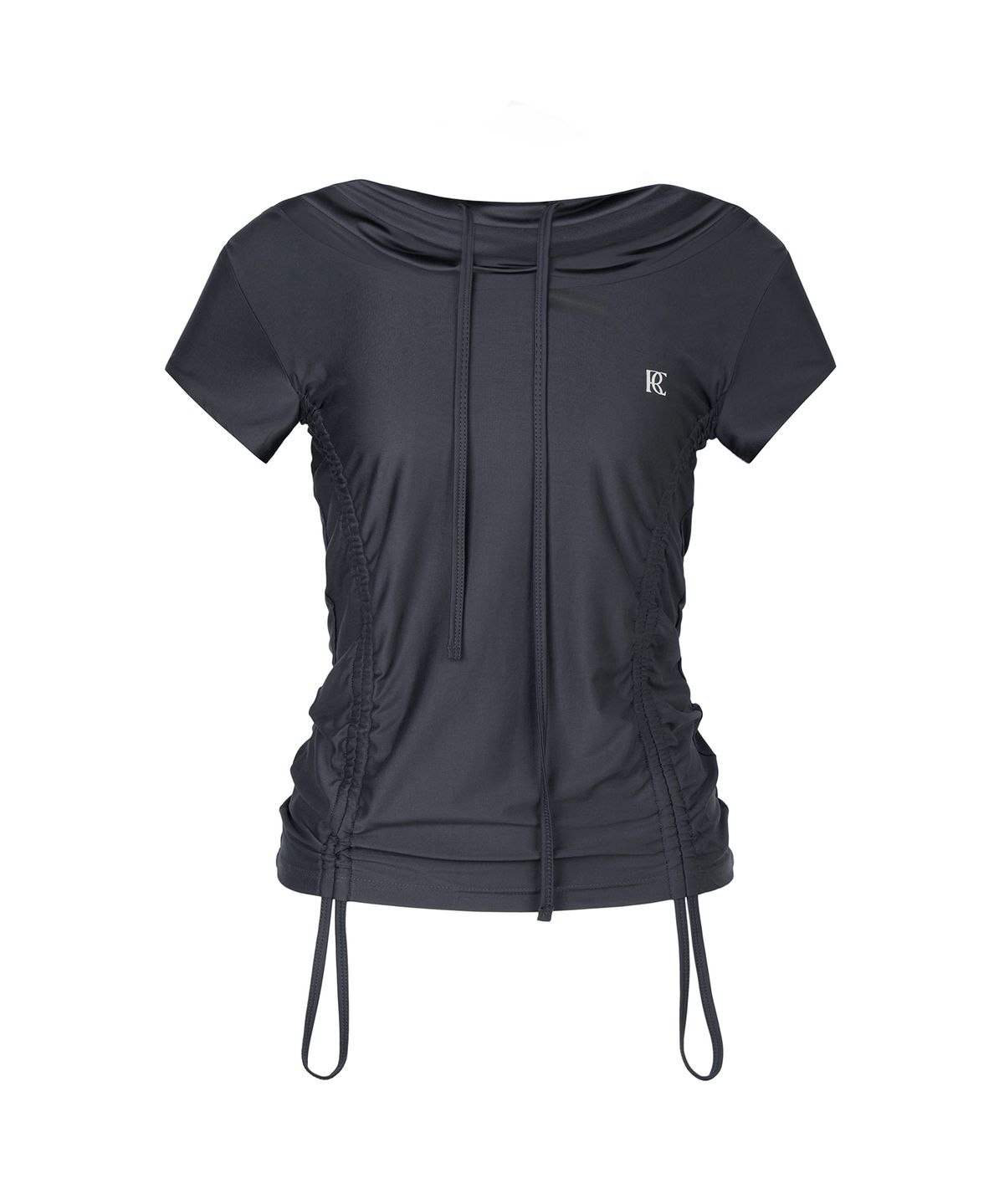 락케이크(ROCKCAKE) Shirring Hoodie Top - Charcoal