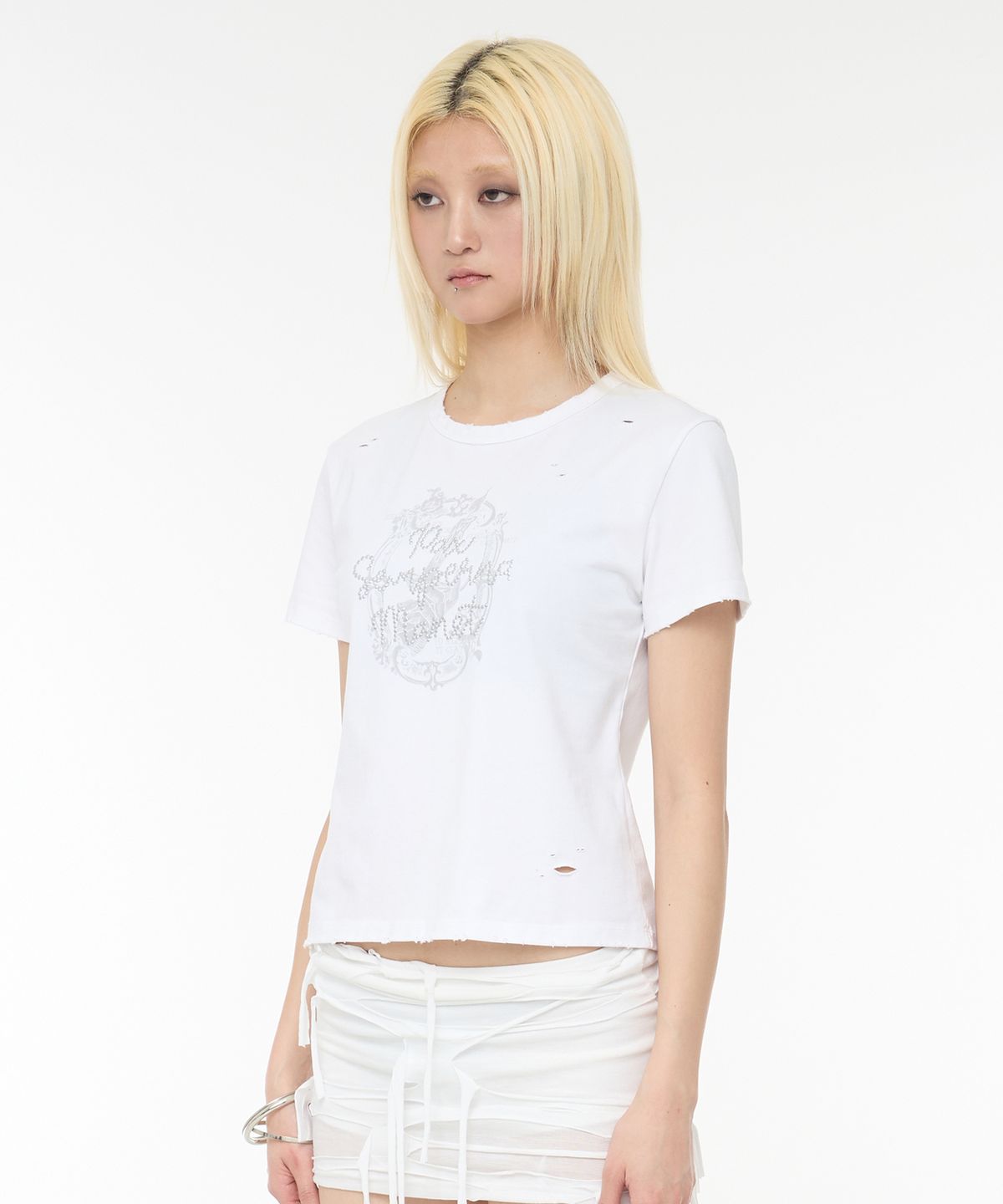 락케이크(ROCKCAKE) Semperna Hotfix Crop Top - White