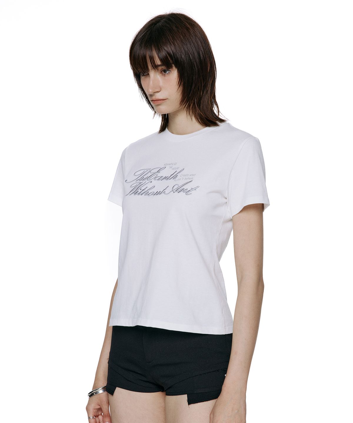 락케이크(ROCKCAKE) Without Art Script Top - White
