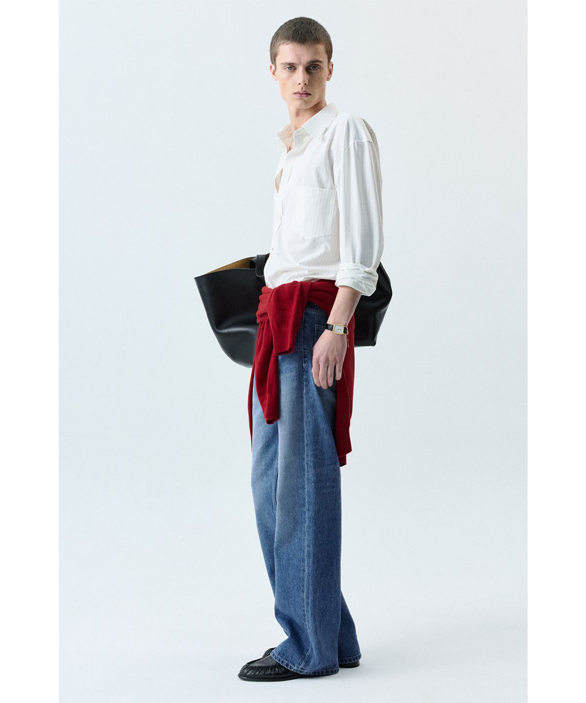 세비지(SAVAGE) Semi Wide Bootcut Fit Denim Jeans - Blue
