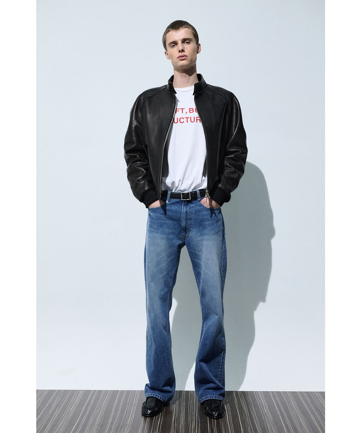 세비지(SAVAGE) Semi Wide Bootcut Fit Denim Jeans - Blue