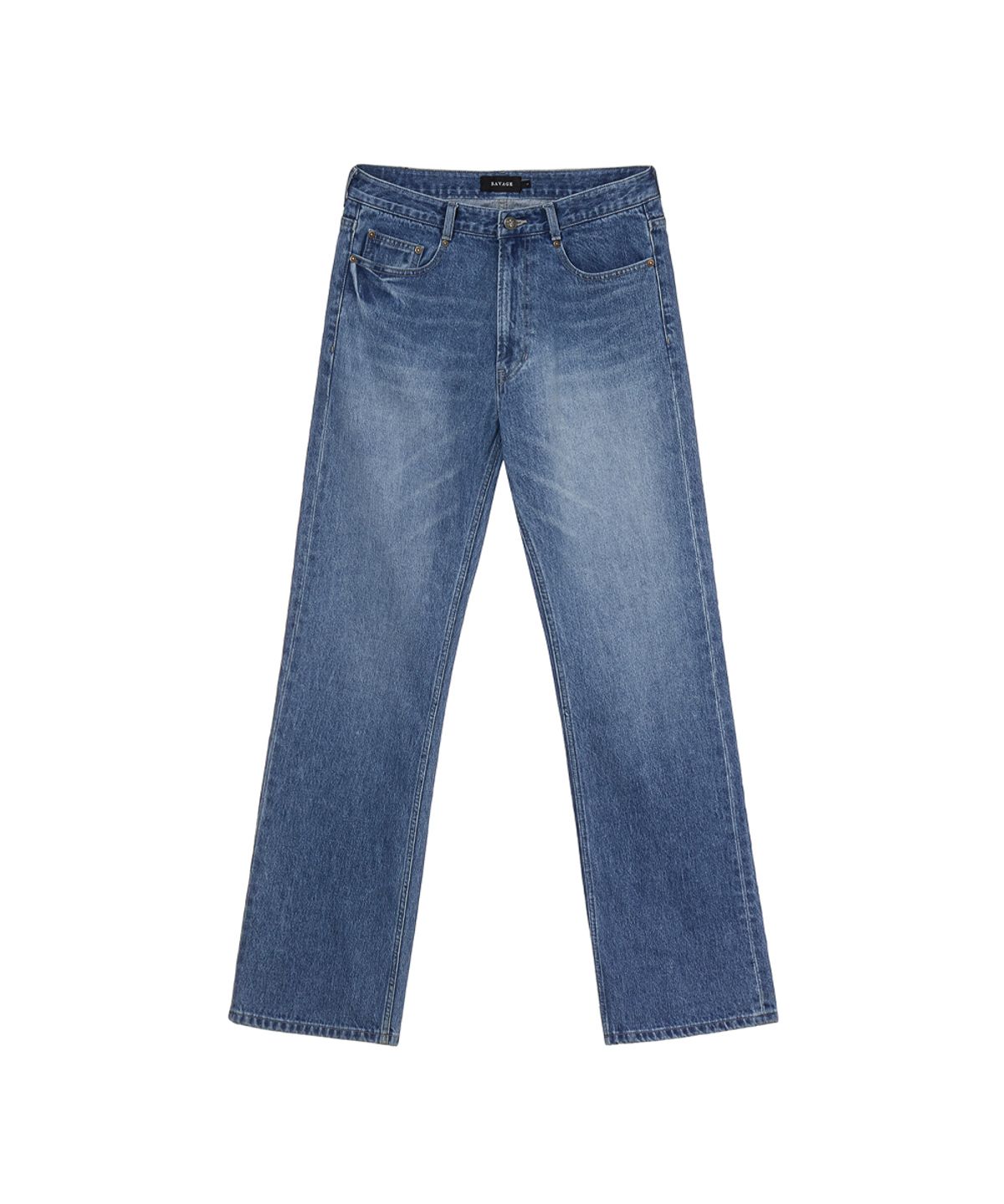 세비지(SAVAGE) Semi Wide Bootcut Fit Denim Jeans - Blue