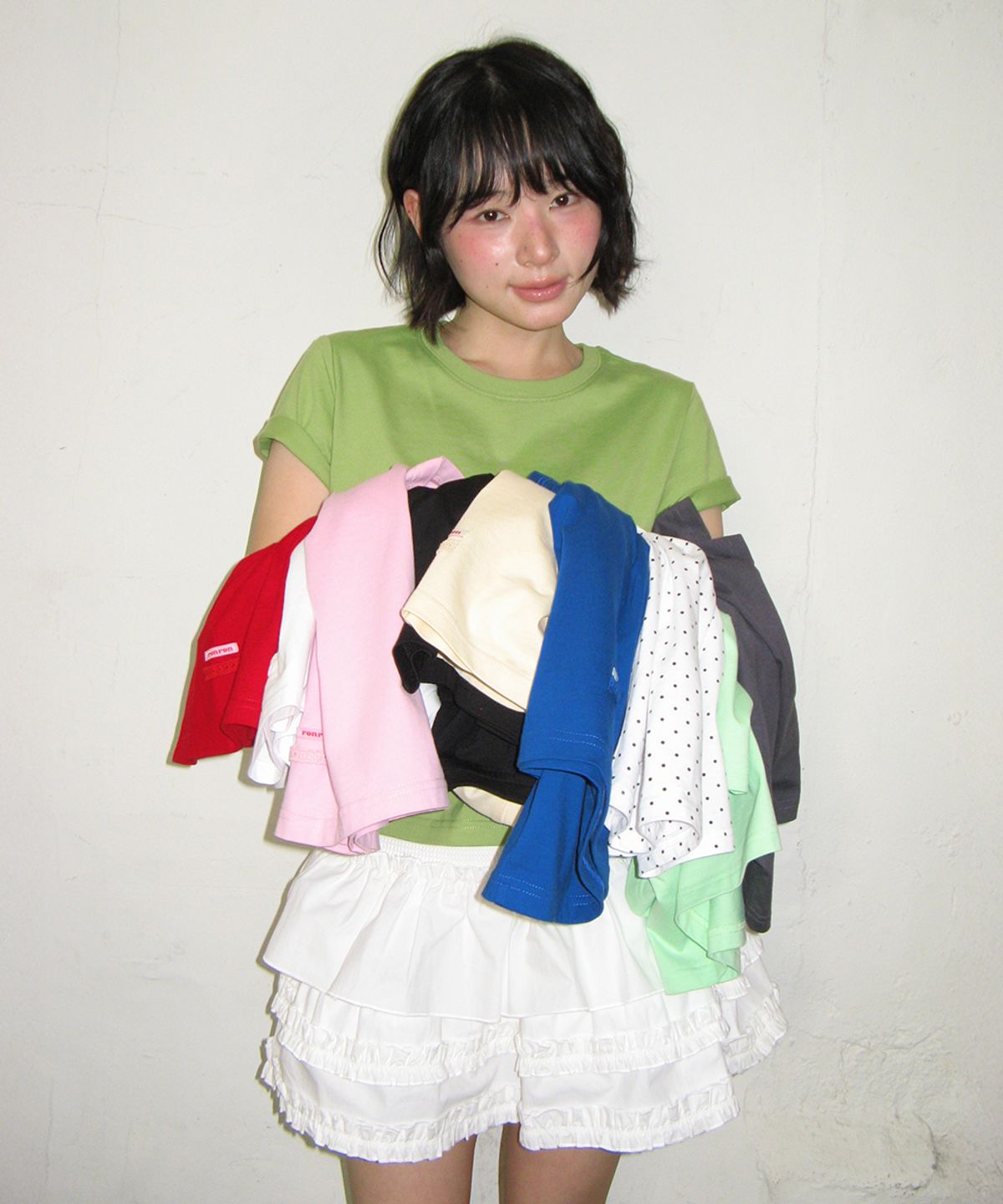 론론(RONRON) [2PACK] MINI LABEL CROP SHORT SLEEVE (12colors)