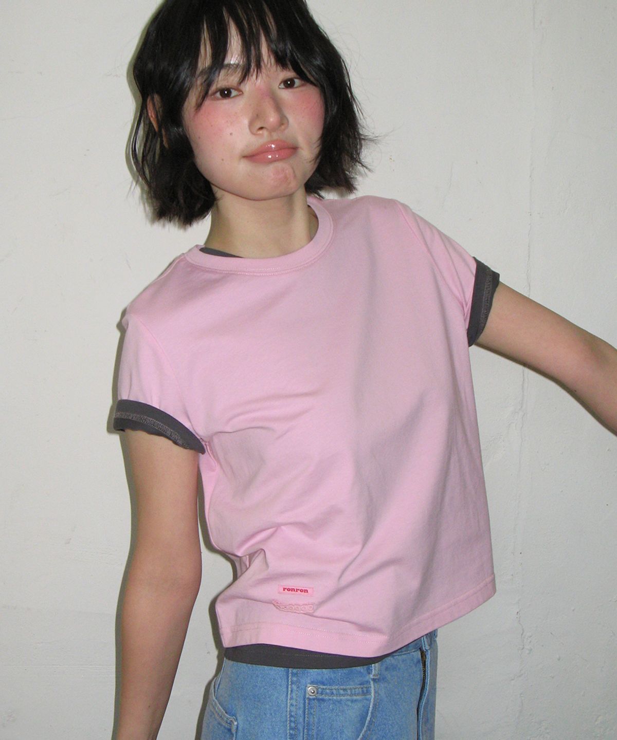 론론(RONRON) [2PACK] MINI LABEL CROP SHORT SLEEVE (12colors)
