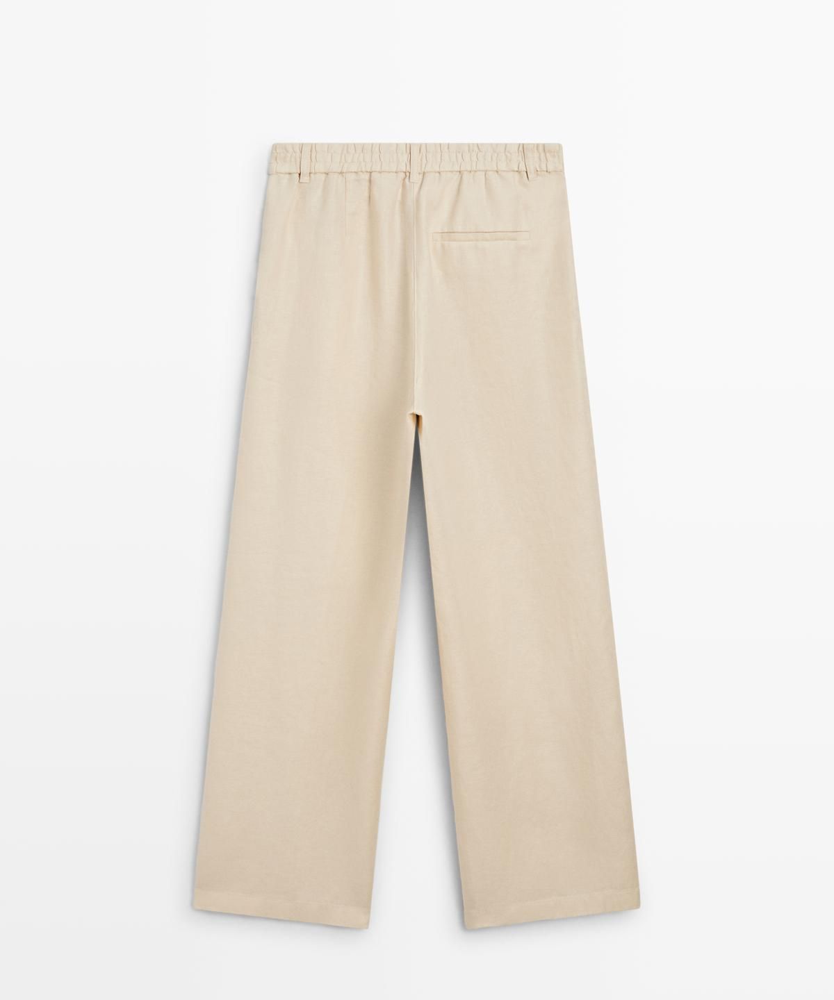 마시모두띠(MASSIMO DUTTI) 100% 린넨 와이드 레그 스트레치 팬츠