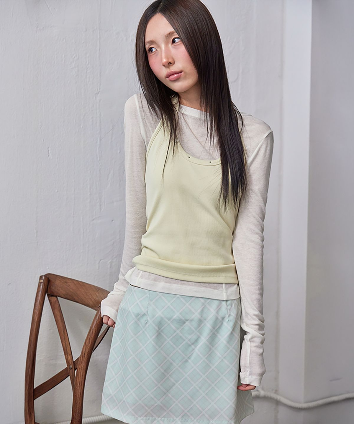 런던다다(LONDONDADA) Stud Shirring Halter Neck Top, BUTTER YELLOW