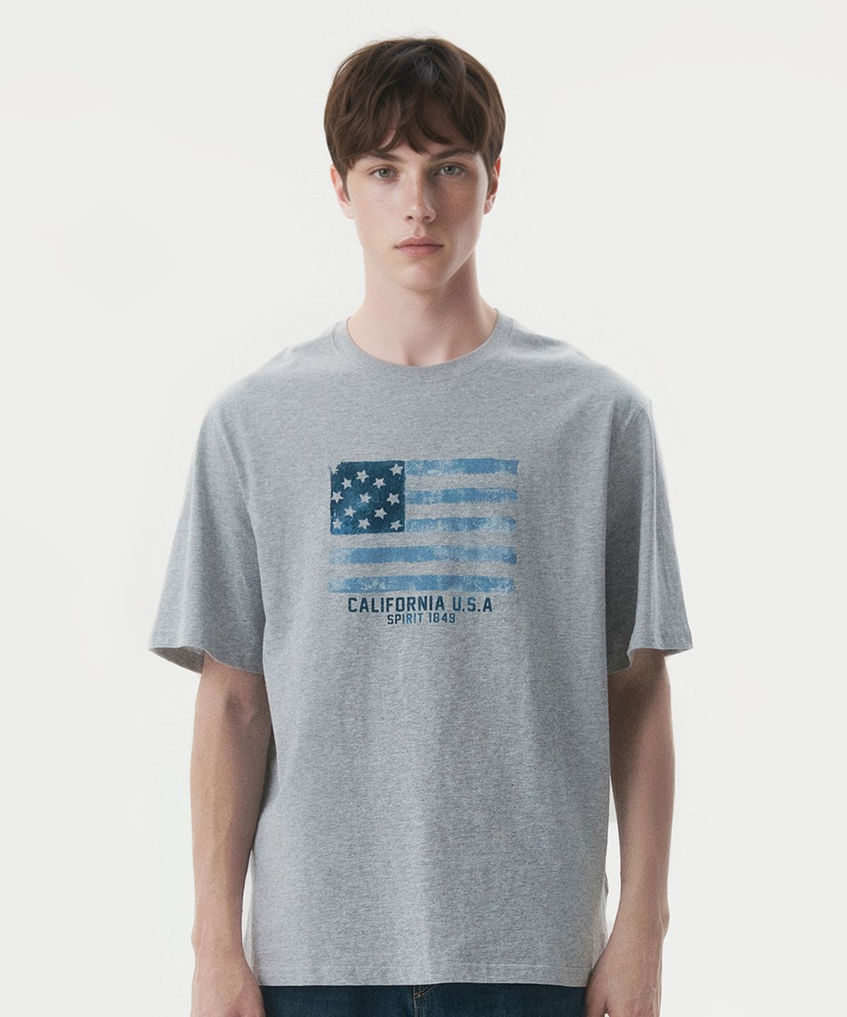 후아유(WHO.A.U) American Flag Printing T-shirt / WHRPG2407U