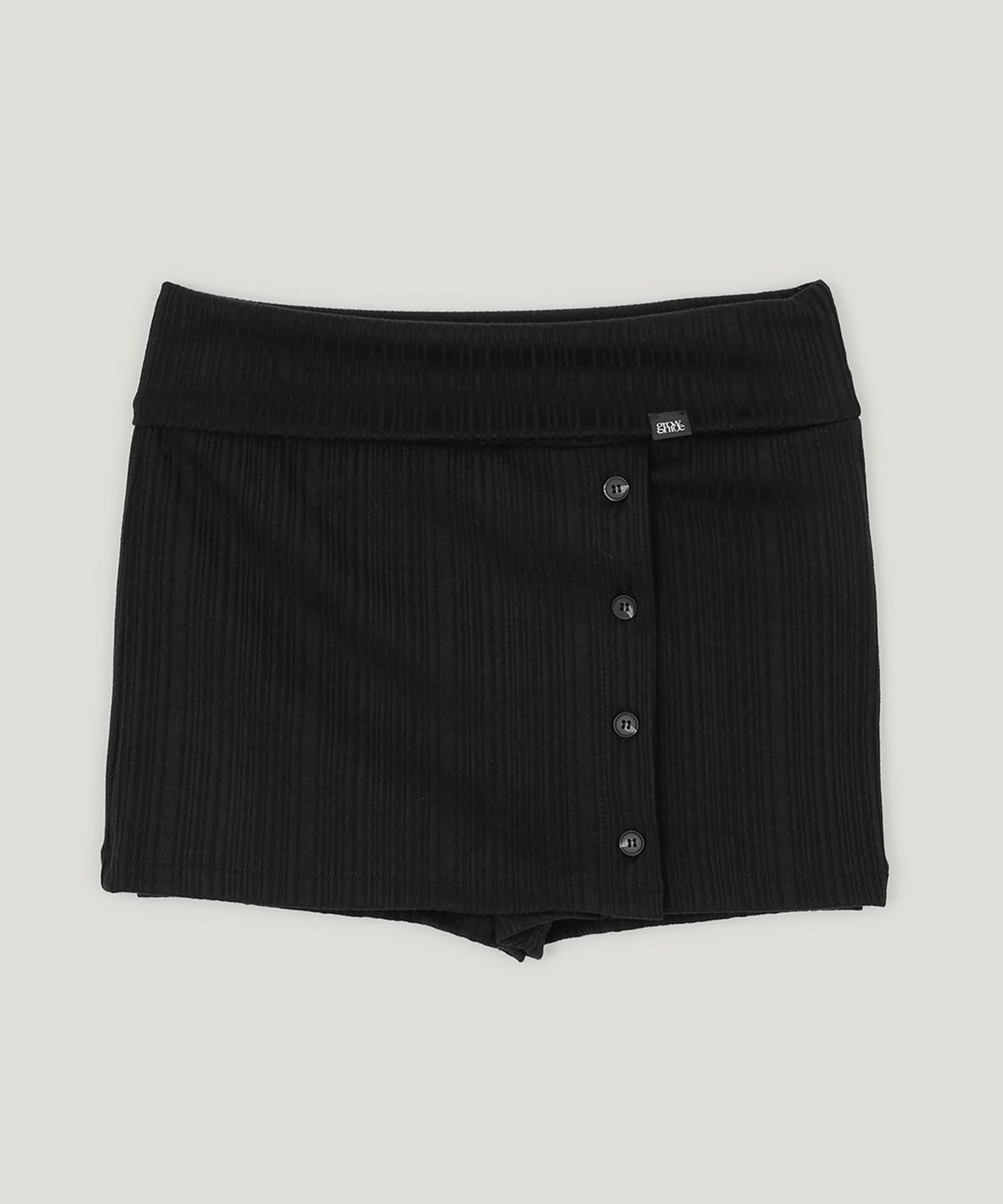 그로우하이드(GROWHIDE) 루넬 폴딩 버튼 스커트 쇼츠_블랙