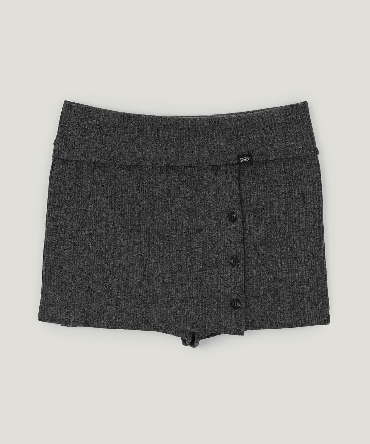 그로우하이드(GROWHIDE) 루넬 폴딩 버튼 스커트 쇼츠_블랙