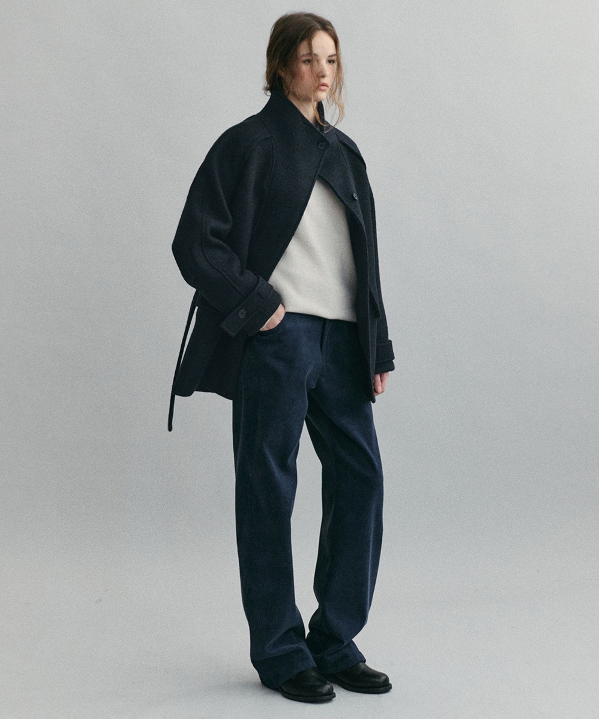 아우브아워(AUBOUR) [기모] classic corduroy pants (fog midnight)
