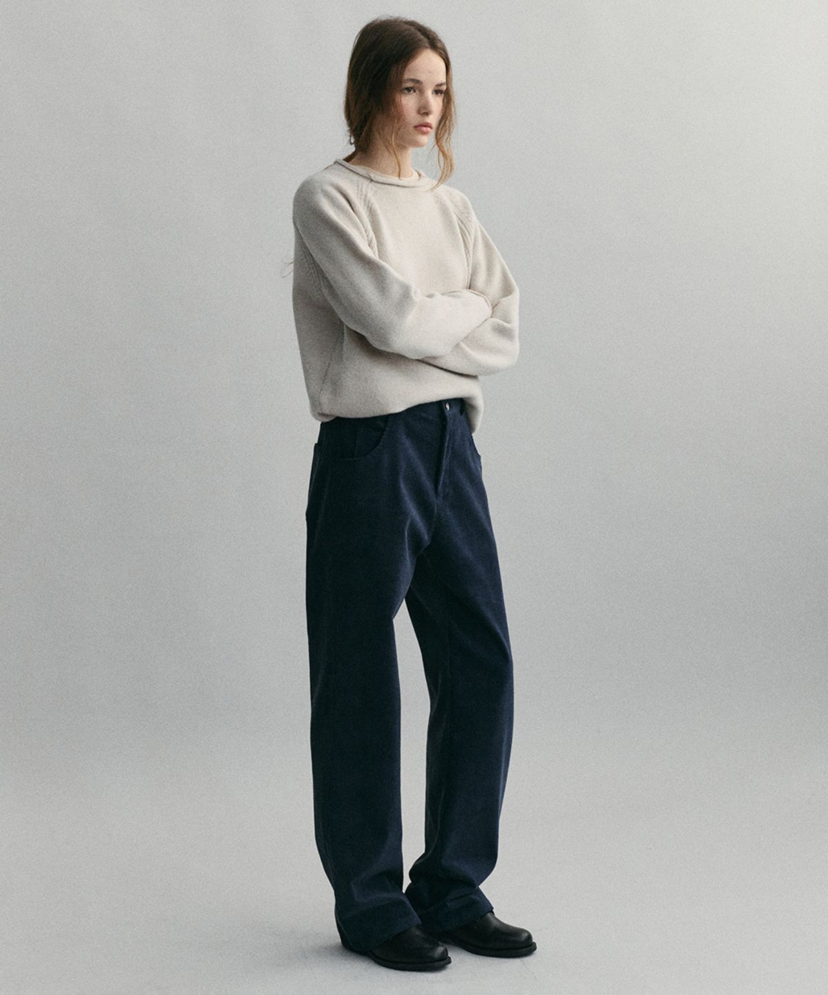 아우브아워(AUBOUR) [기모] classic corduroy pants (fog midnight)