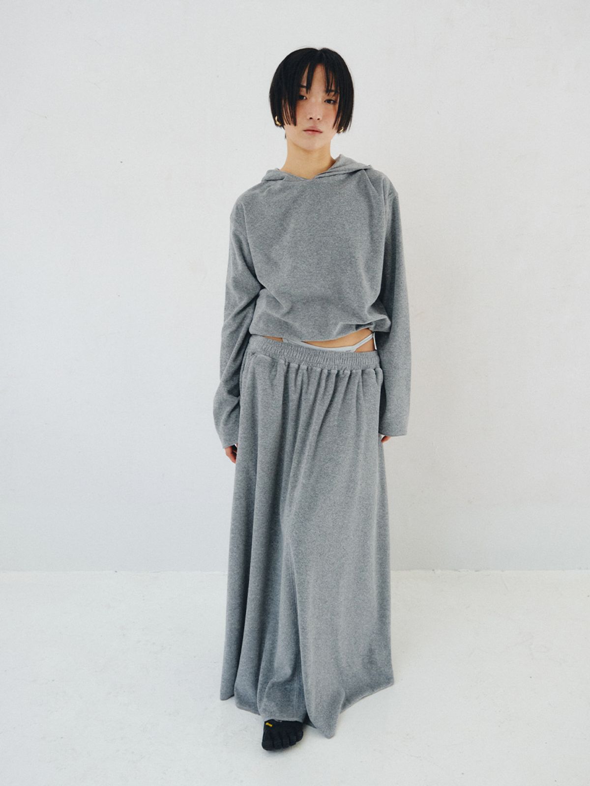 플리즈프로젝트(PLZPROJECT) TERRY MAXI SKIRT, GRAY