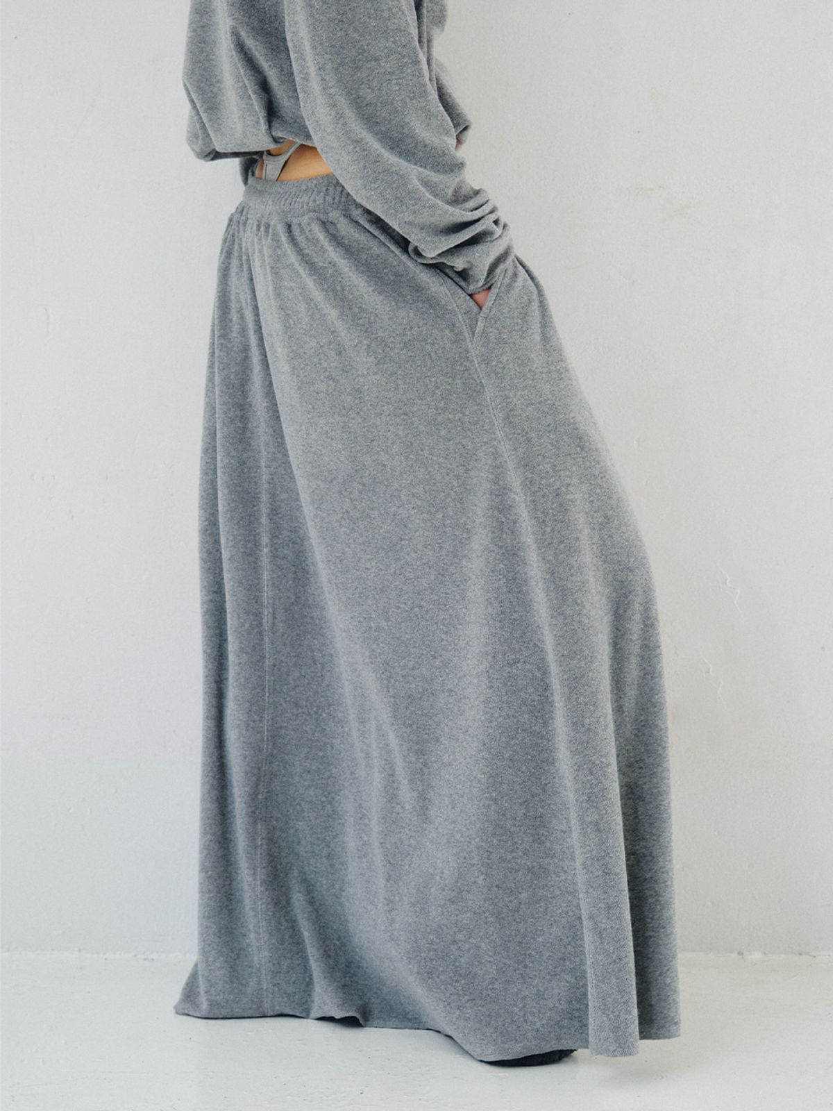 플리즈프로젝트(PLZPROJECT) TERRY MAXI SKIRT, GRAY