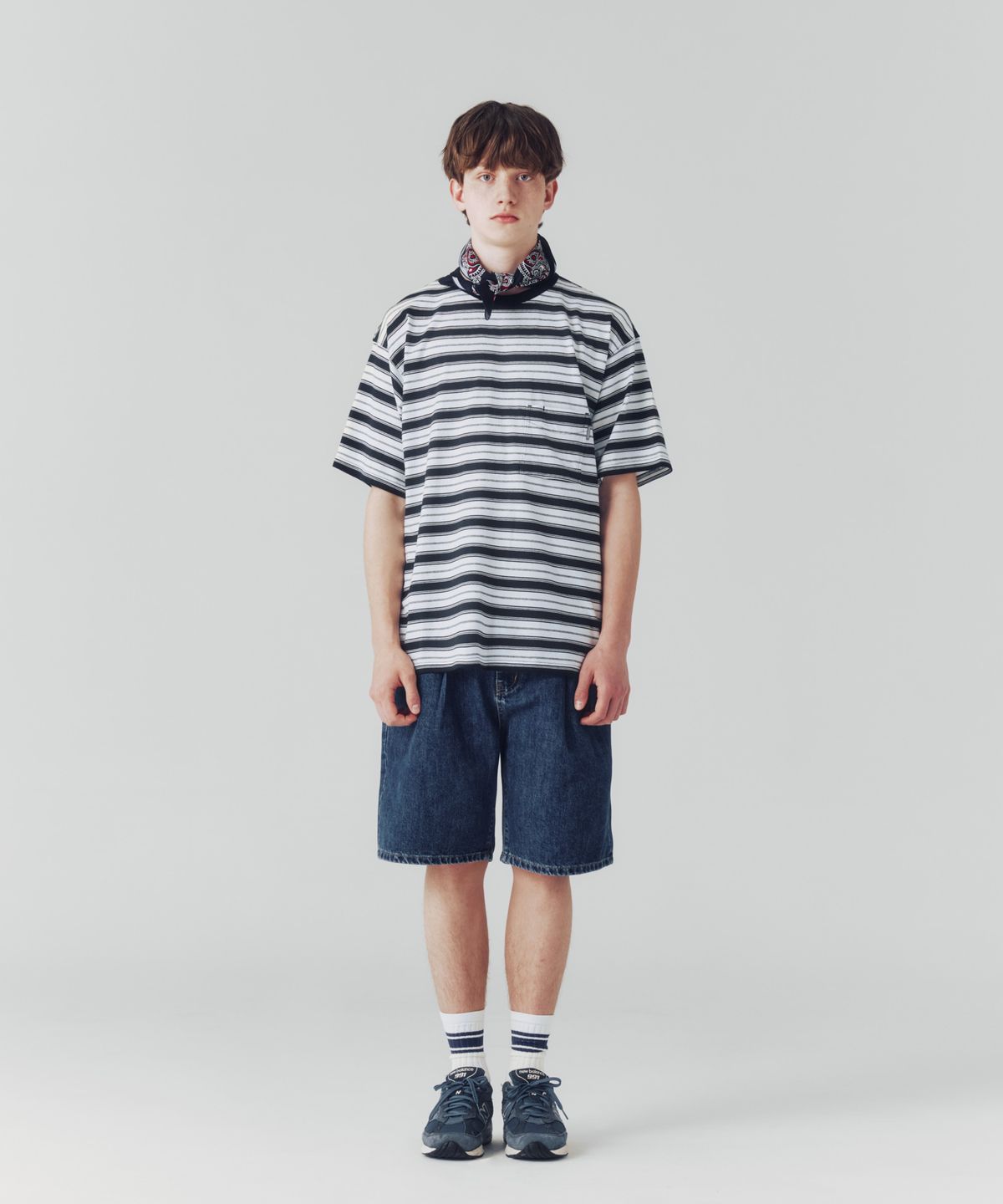 에스피오나지(ESPIONAGE) Multi Border Pocket Tee Black